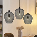 Lindby Benja hanglamp, 3-lamps, zwart