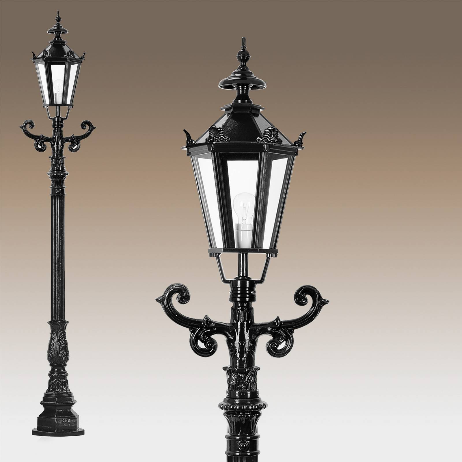  K.s. Verlichting Wegeleuchte Brighton, Schwarz, Höhe 95 Cm, Metall, Ip44 