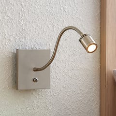 Lindby LED-seinävalaisin Legera, 11 cm, nikkelin värinen, joustava varsi