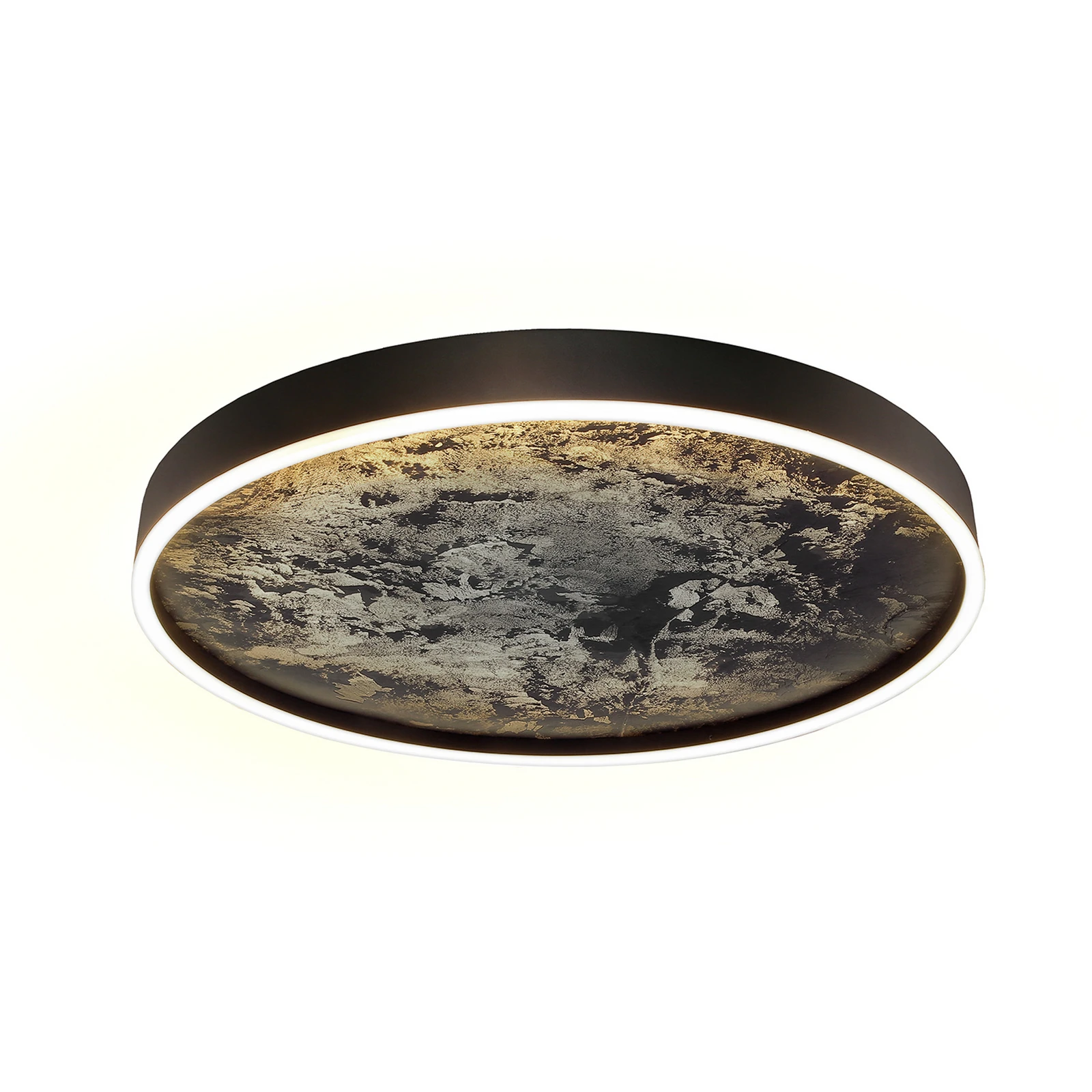 LED lubinis šviestuvas Stone Ø 60 cm, CCT, juodas, metalas, akrilas