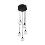 LED висяща лампа „Calista“, хромиран цвят, Ø 31 см, метал/стъкло, 5 лампи
