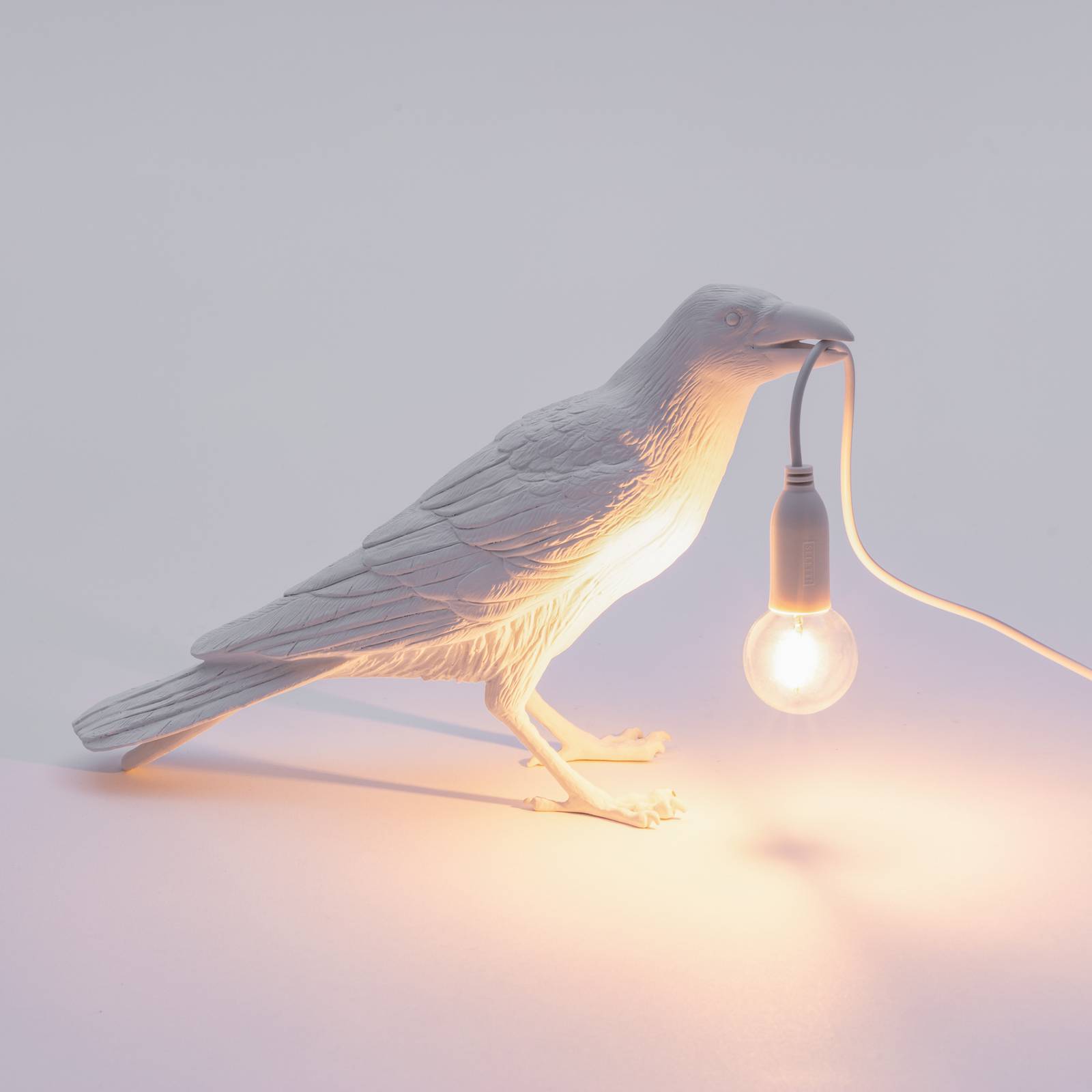 Lampa stołowa LED Bird Lamp, czekać, biała