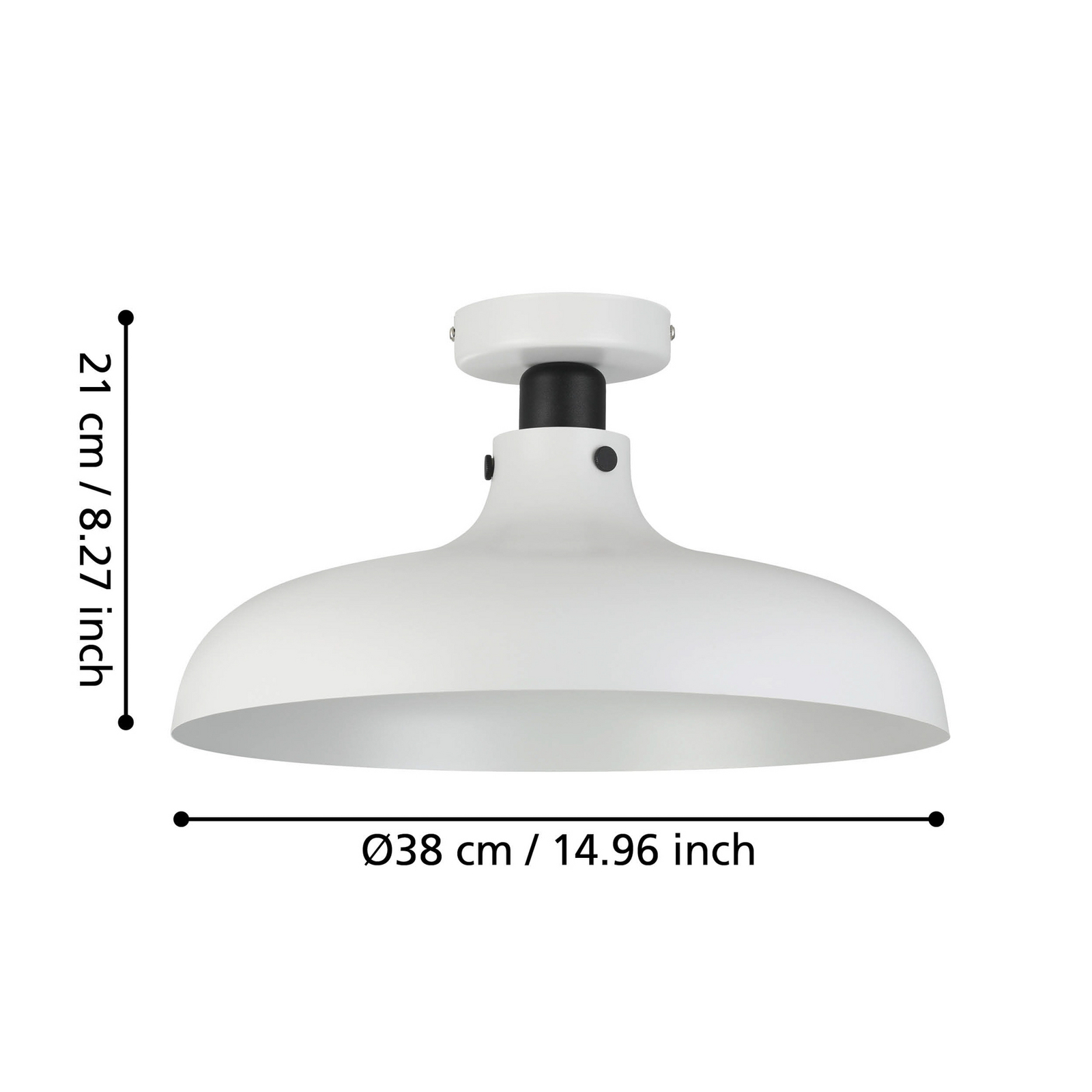 Matlock loftlampe, Ø 38 cm, grå/sort