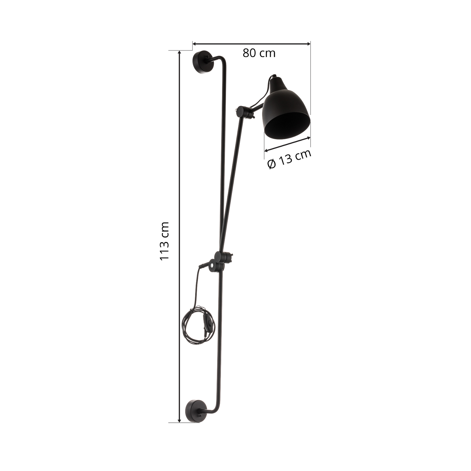 997 Wandlampe schwarz 1-flg. Stecker - ALDEX