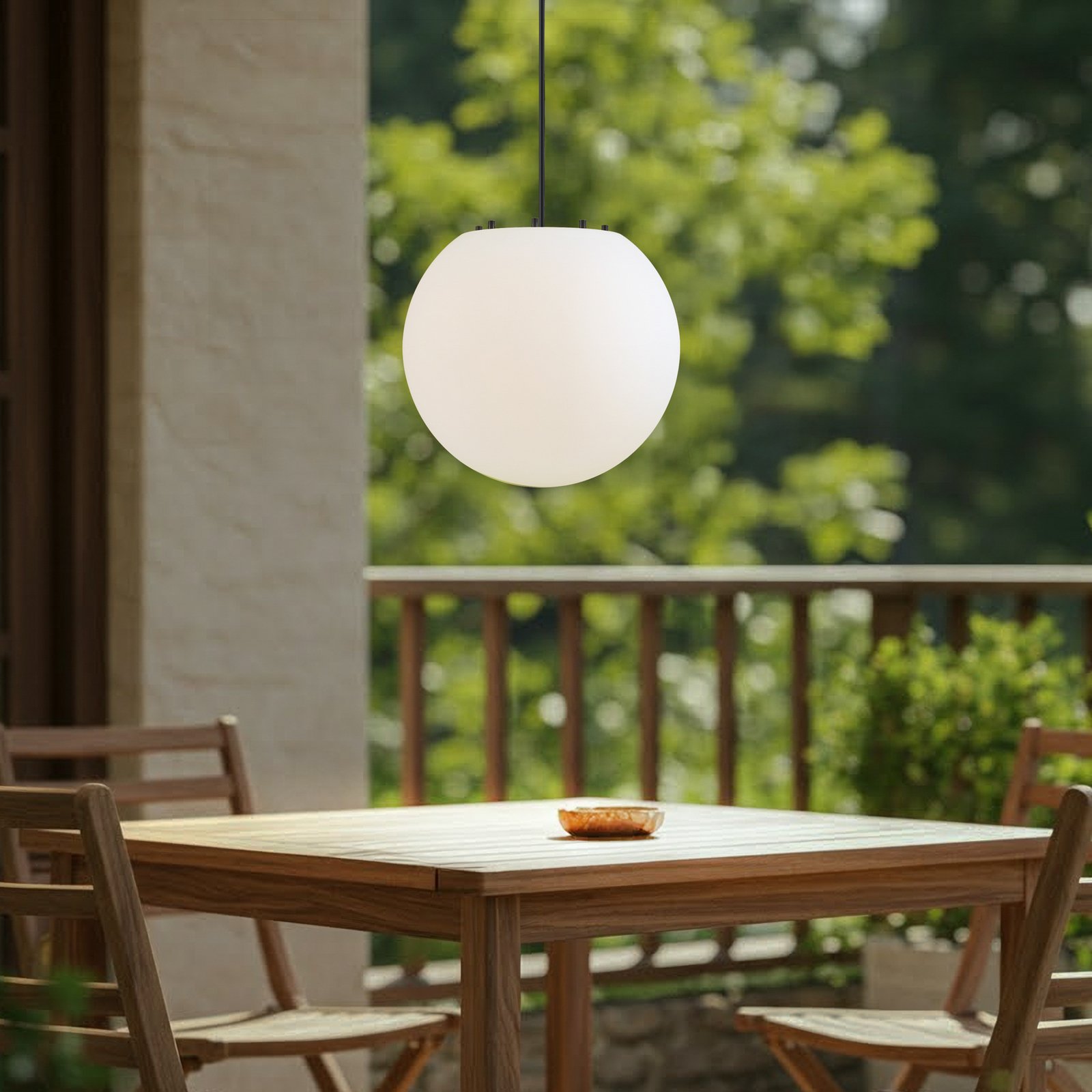 Lindby Alea outdoor hanging light, white, plastic, Ø 38 cm