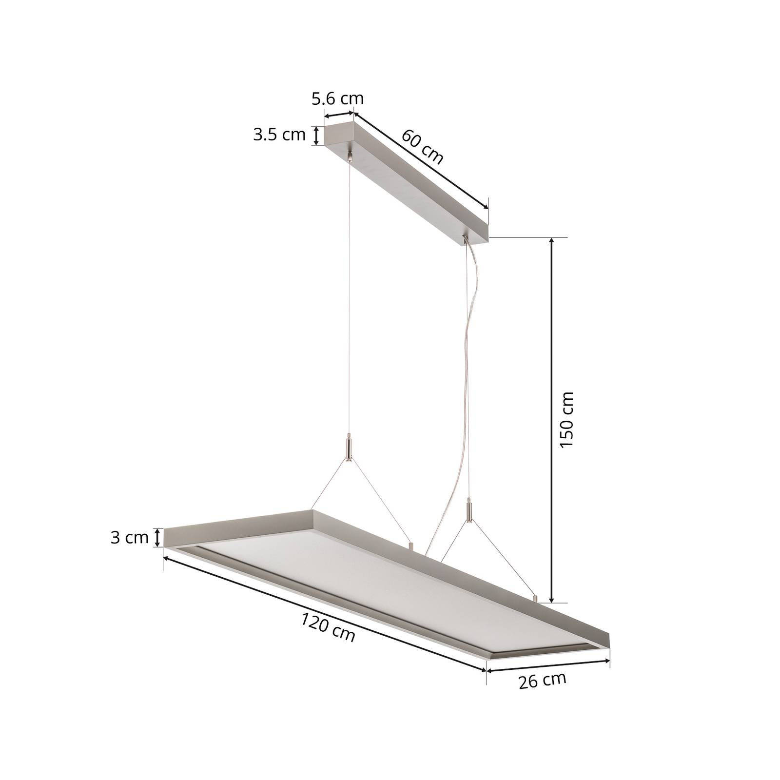 Arcchio lampa wisząca LED Dorean, srebrny, metal, 120cm