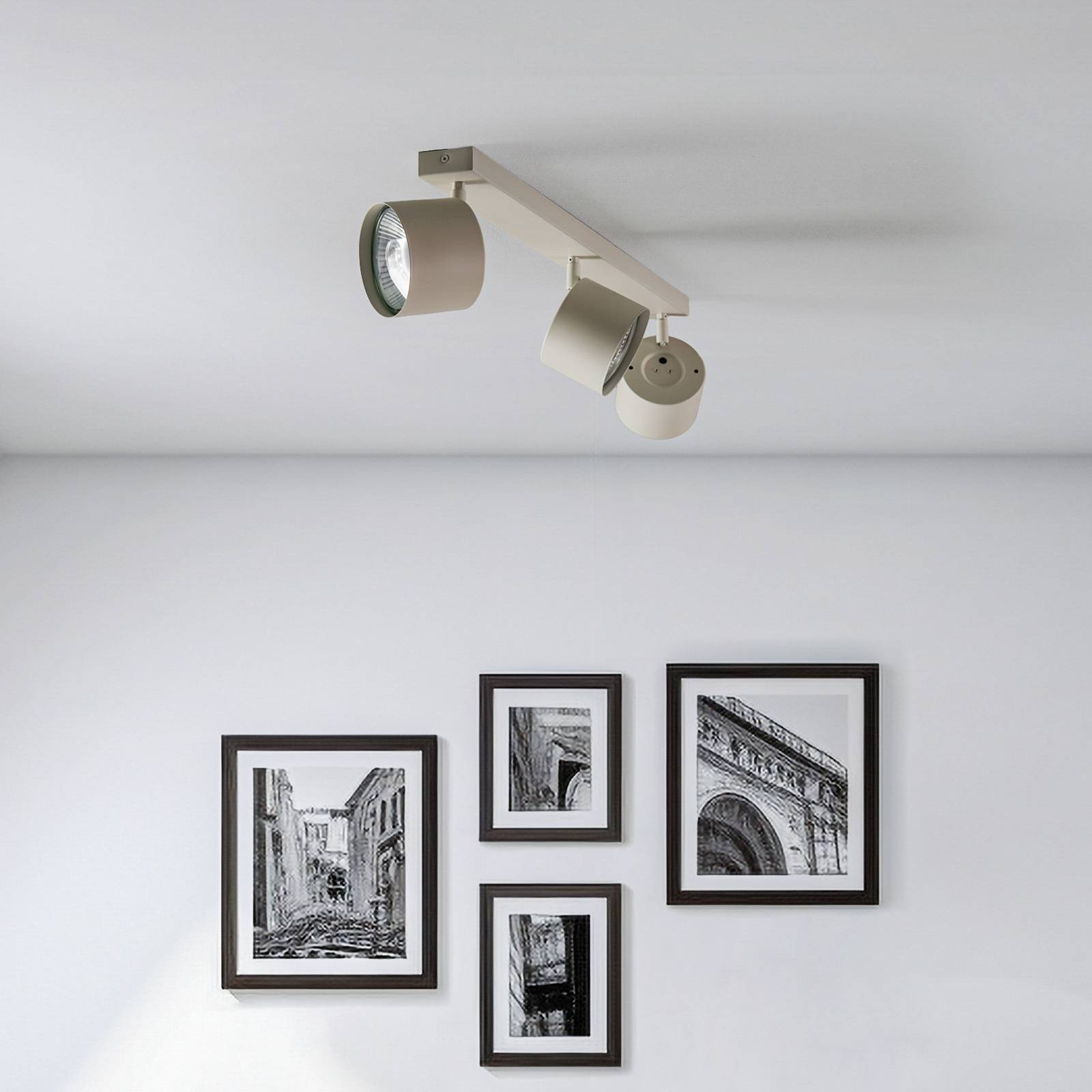 argon spot pour plafond chloe réglable à 3 lampes, beige
