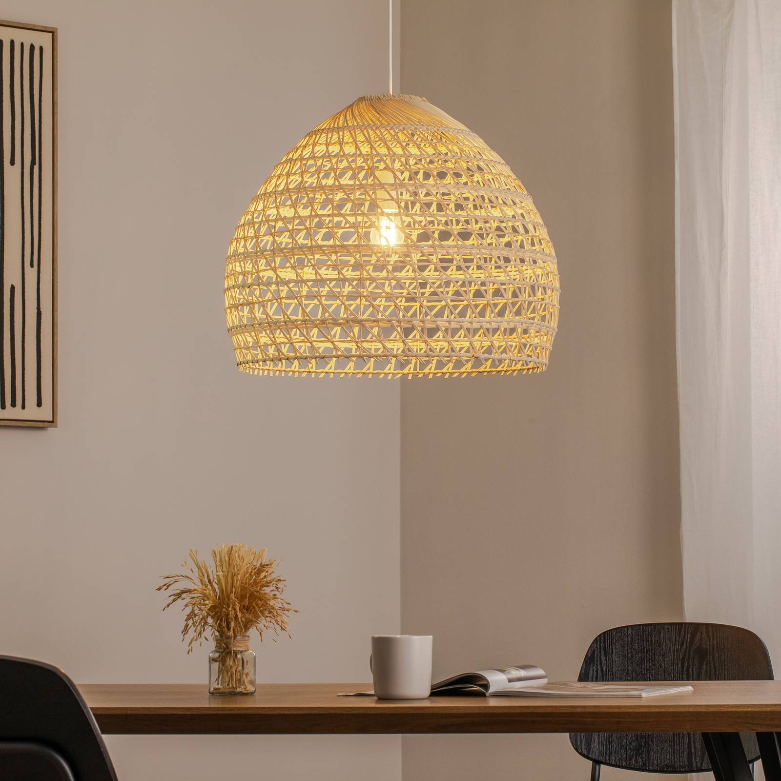 Hängeleuchte BOHO, Ø 60 cm, naturbraun, Rattan, E27 günstig online kaufen