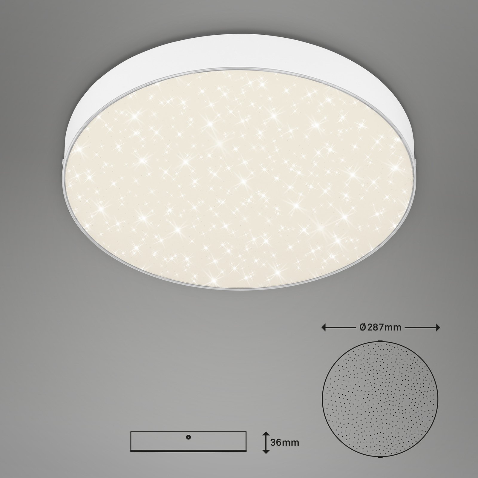 Stropné svietidlo LED Flame Star, Ø 28,7 cm, biele