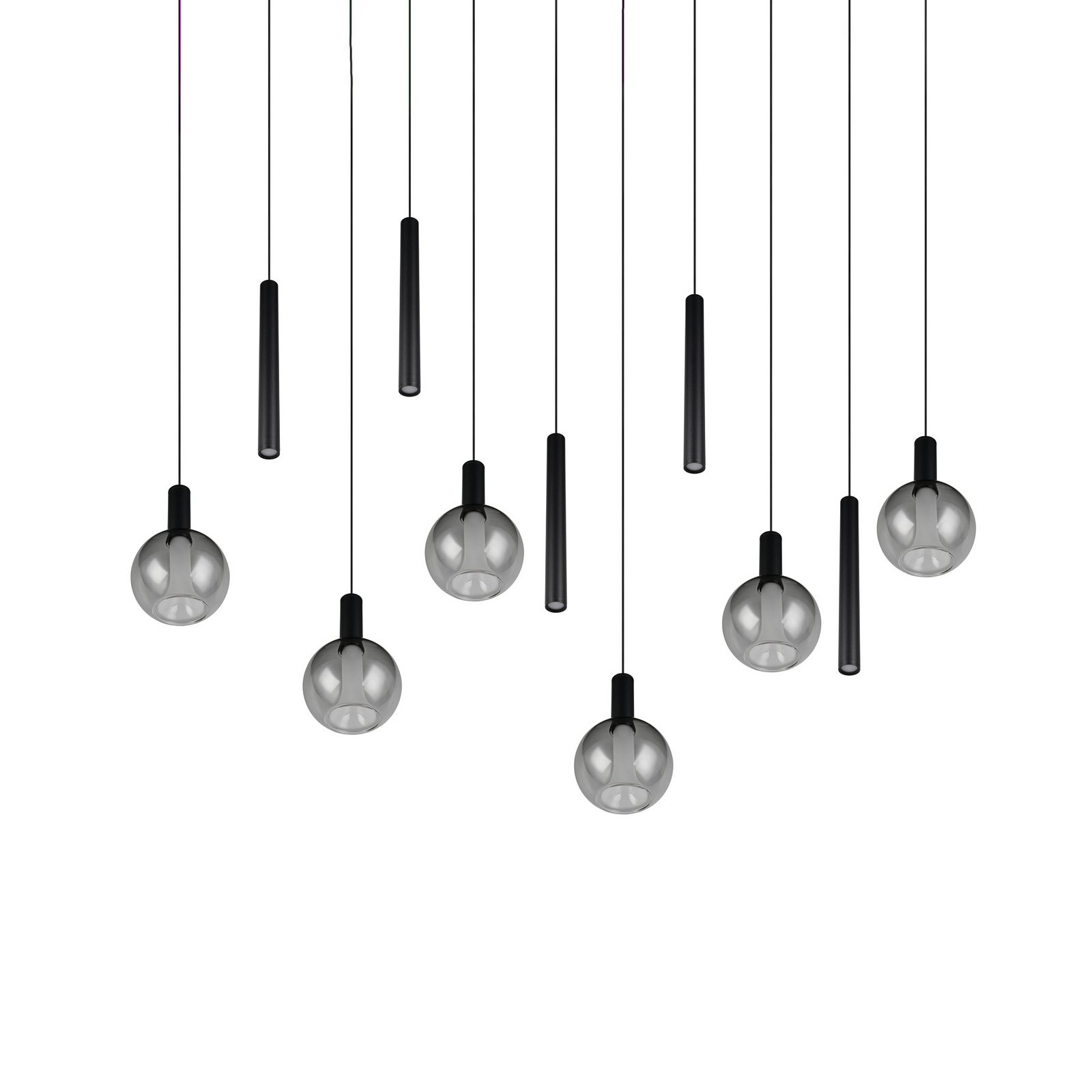 LED piekaramā lampa „Melaro“, garums 120 cm, melna, metāls/stikls, 11 spuldzes LED piekaramā lampa „Melaro“, garums 120 cm, melna, metāls/stikls, 11 spuldzes