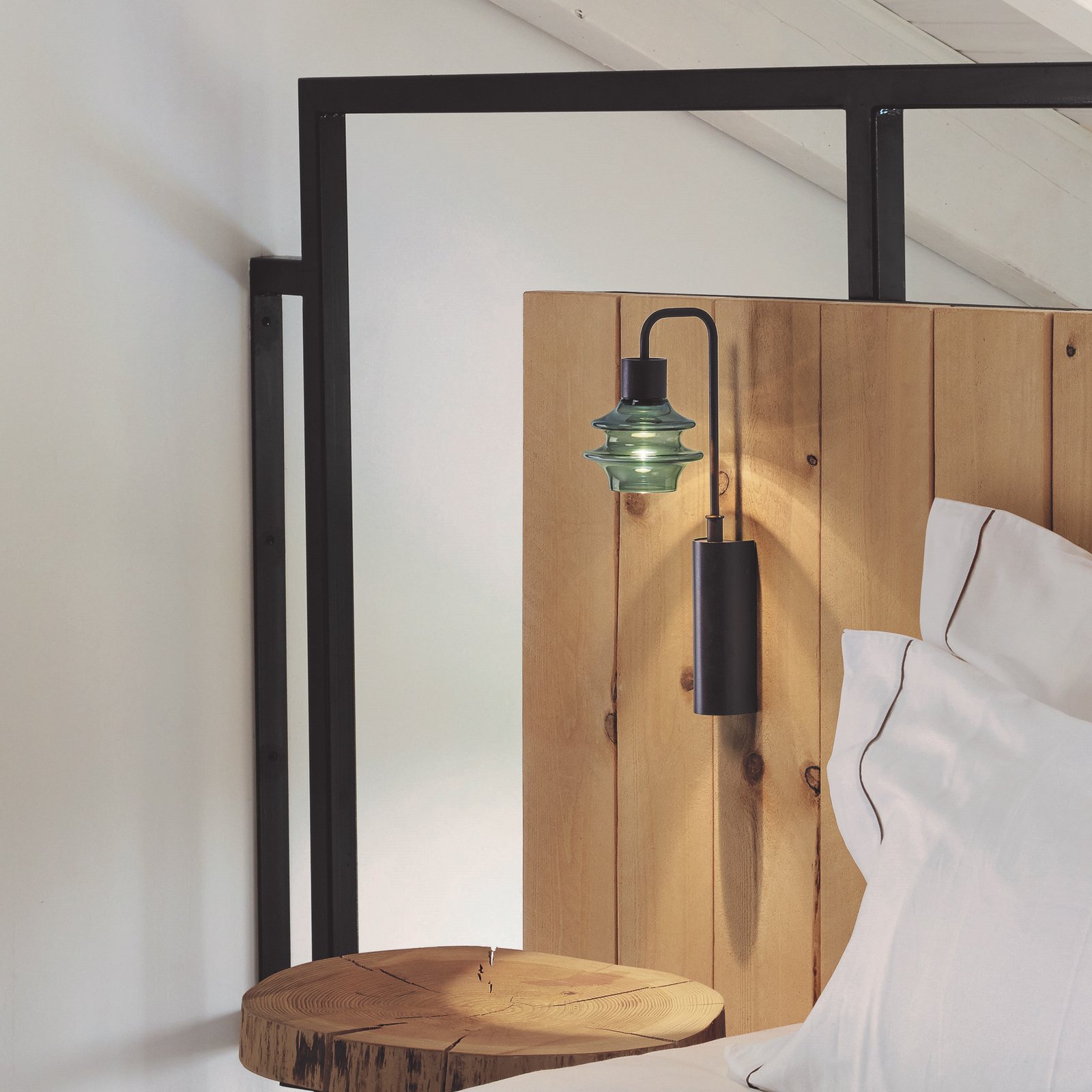 Bover LED стенна лампа Drop A/02, зелена, стъкло, 2700 K