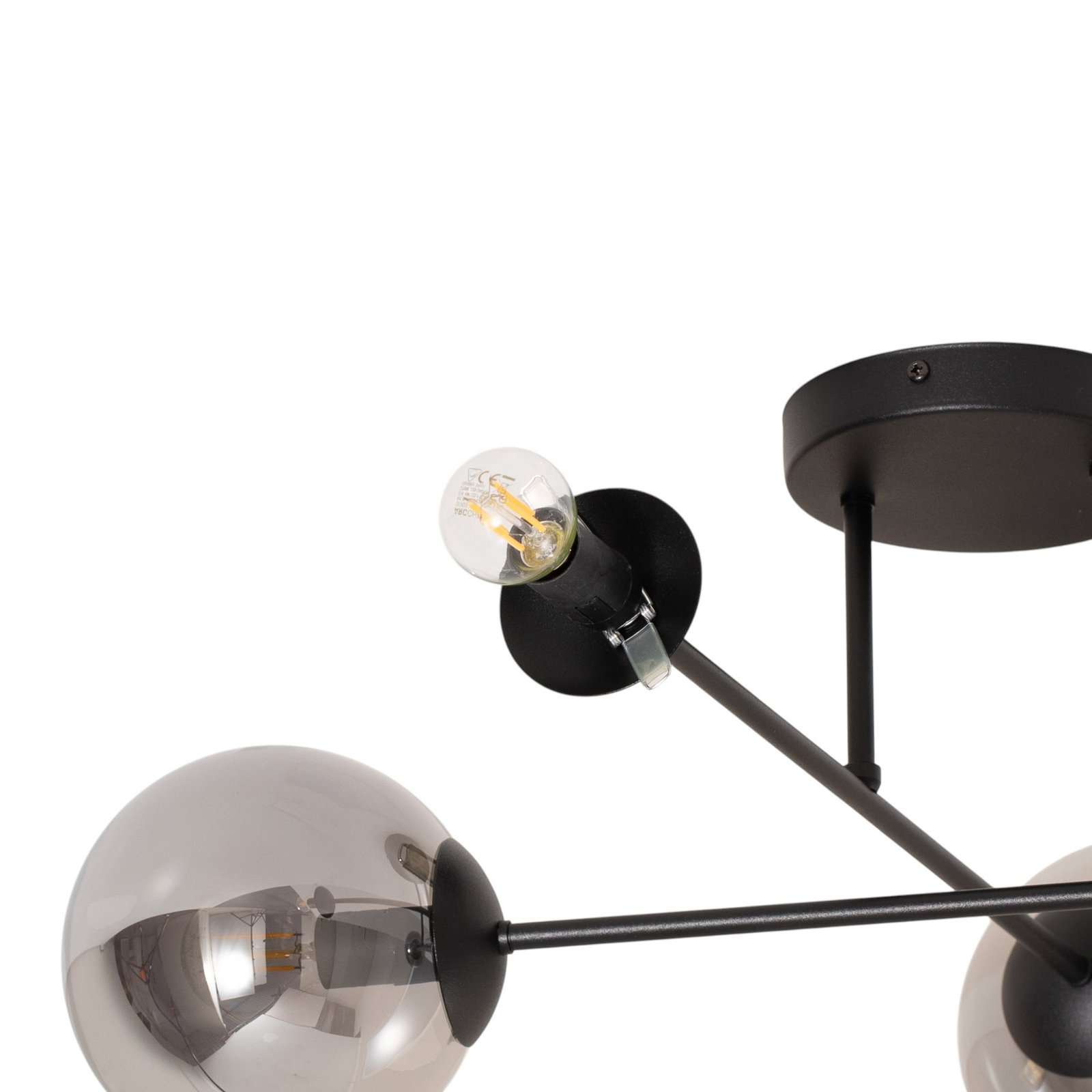 Lampa sufitowa Glassy, 4-punktowa krzyżowa czarna/grafitowa