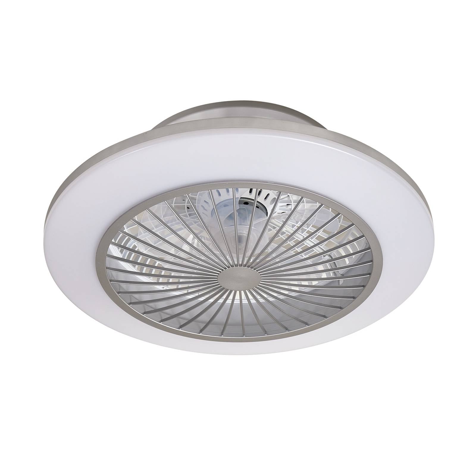 Lindby LED-Deckenventilator Mamuti, silber, leise, Ø 55 cm