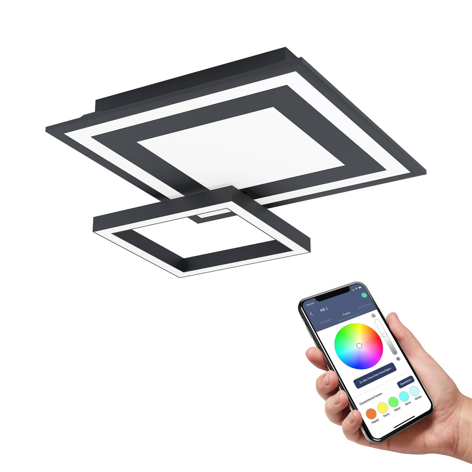 EGLO connect Savatarila-Z LED-Deckenlampe schwarz günstig online kaufen