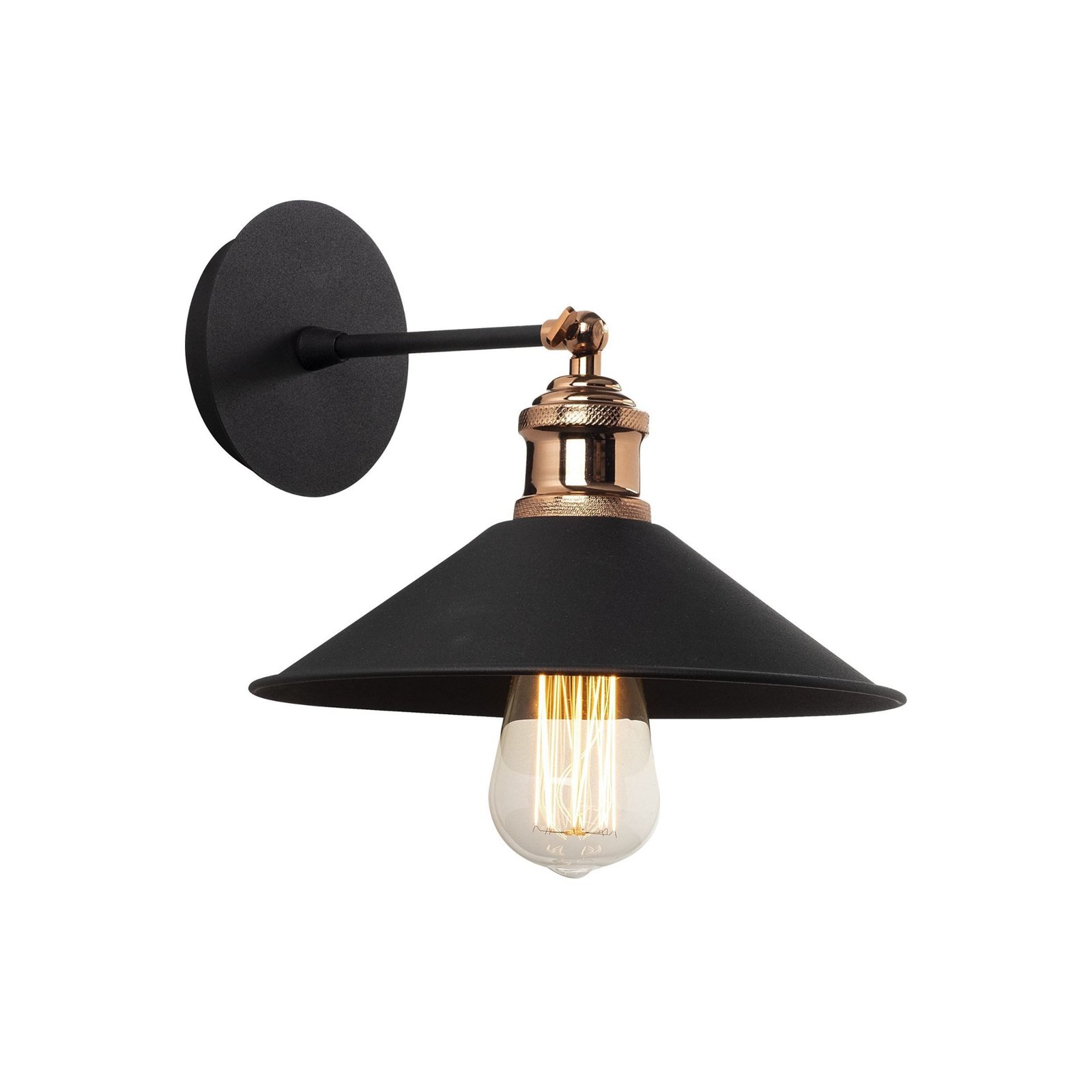 Berceste N-663 wall light, black/copper, iron, Ø 24 cm