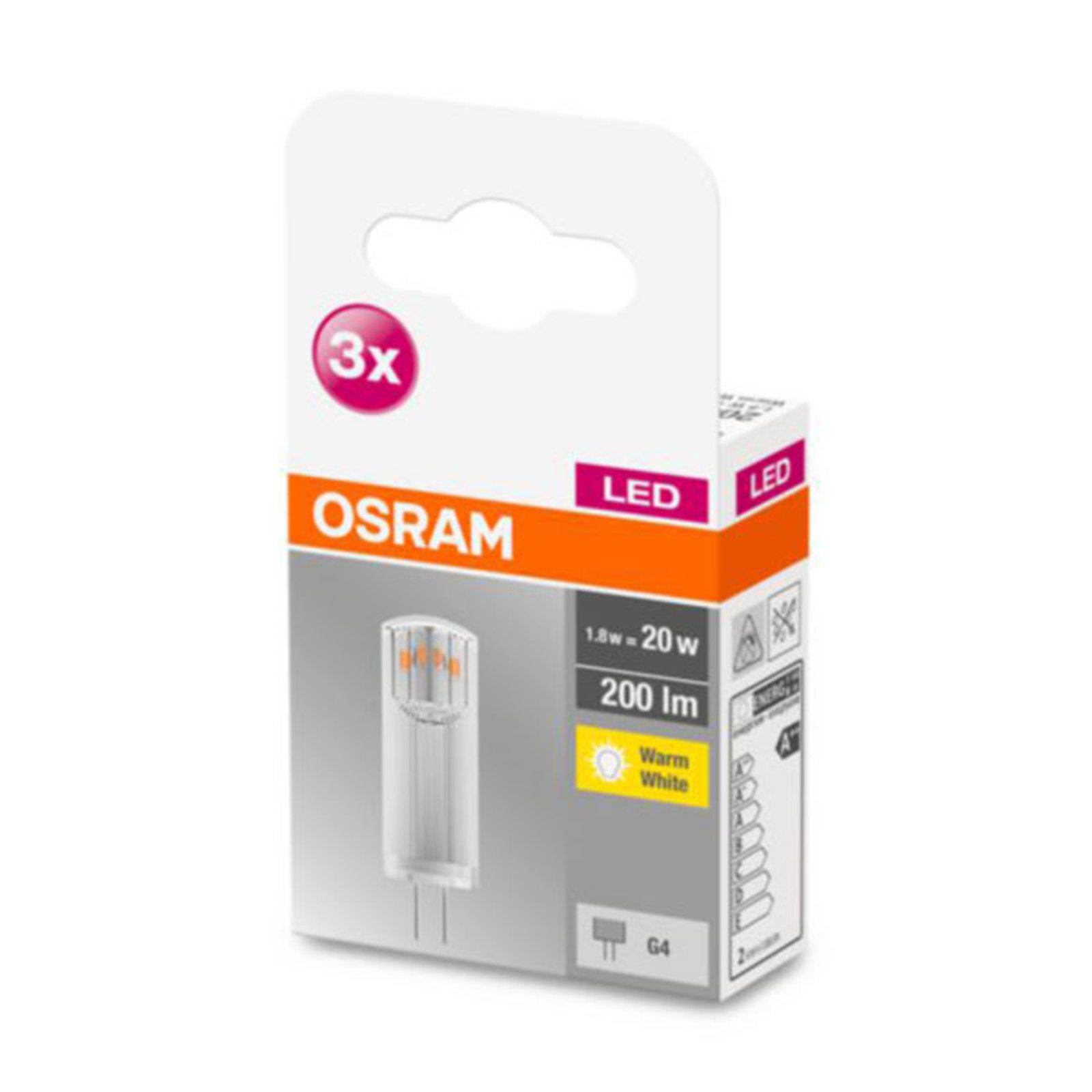 Osram OSRAM bi-pin LED bulb G4 1.8W 2,700K clear 3-pack