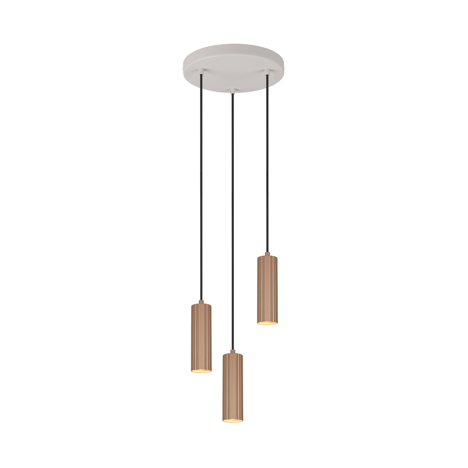 Suspension Soka, marron/gris, Ø 28 cm, métal, à 3 lampes. Suspension Soka, marron/gris, Ø 28 cm, métal, à 3 lampes.