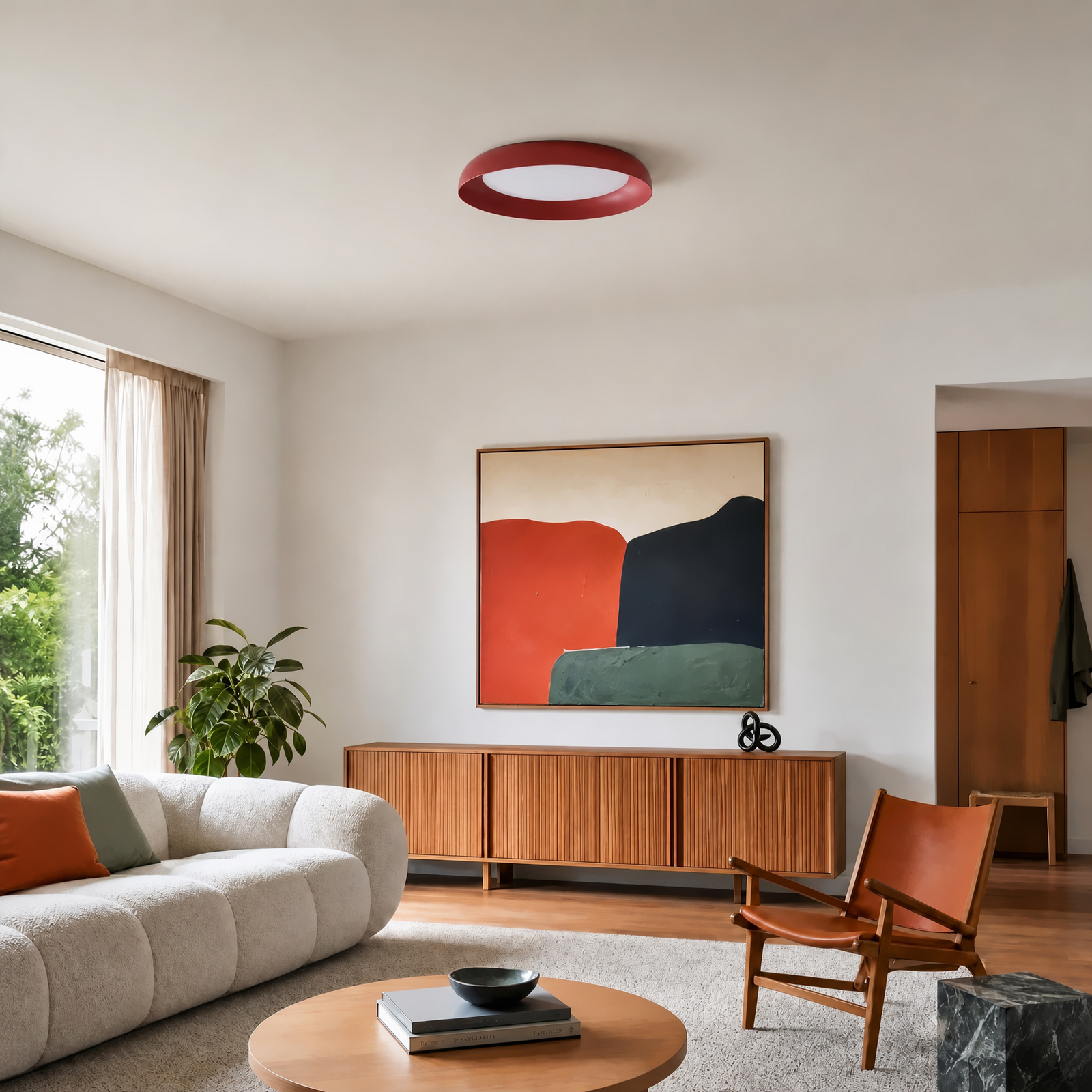 Florie LED-Deckenleuchte, rot, Metall, Ø 40 cm - Lindby