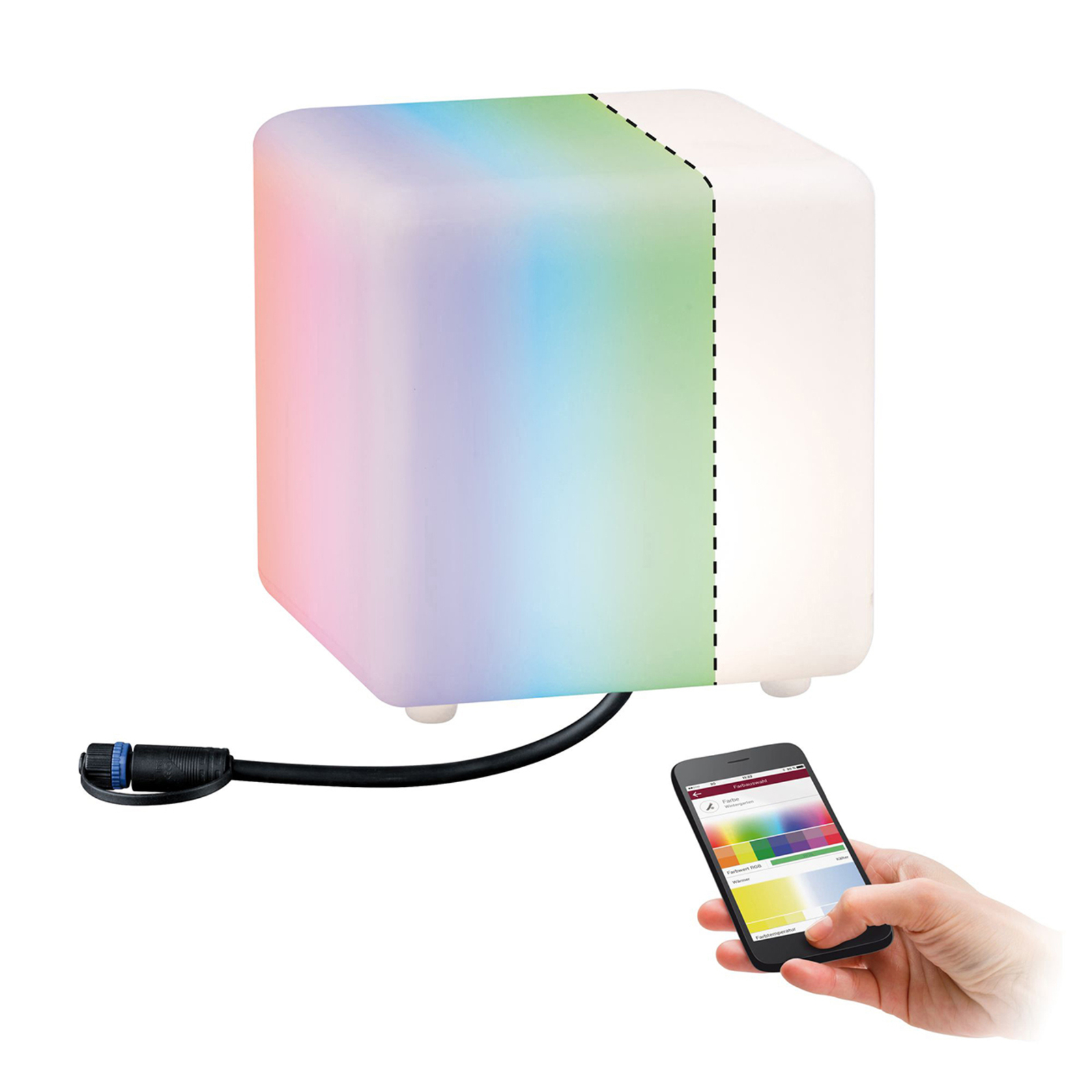 Paulmann Plug & Shine dekolampe Cube, ZigBee, Rgbw - dimbar - utebelysning paulmann plug & shine 24 volt - moderne system paulmann plug & shine 24 volt - plast