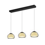 Luxxo LED pendant light, black, 3-bulb, remote control