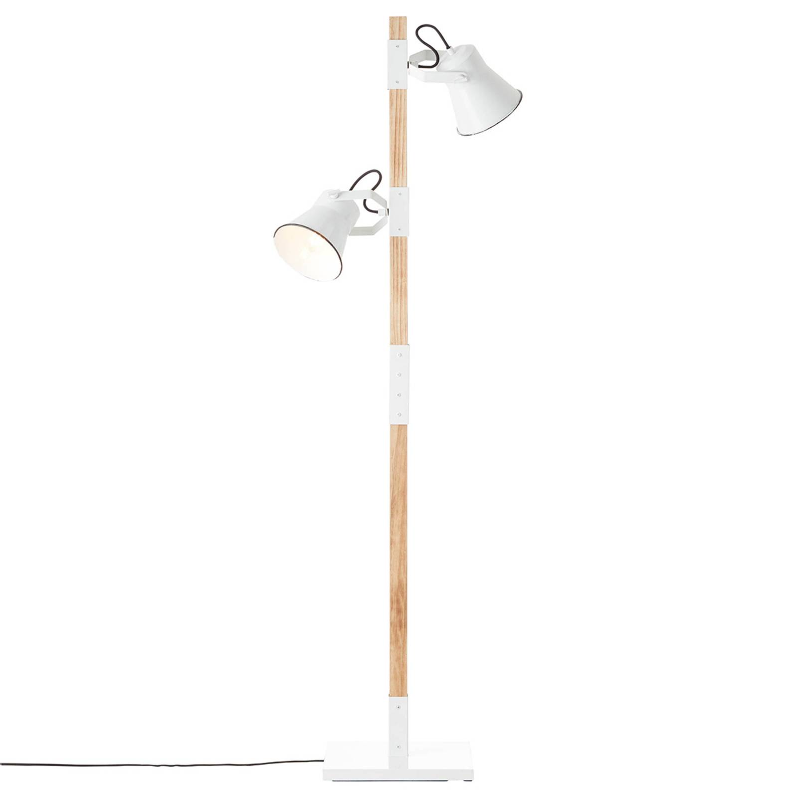 Plow two-bulb floor lamp white light wood