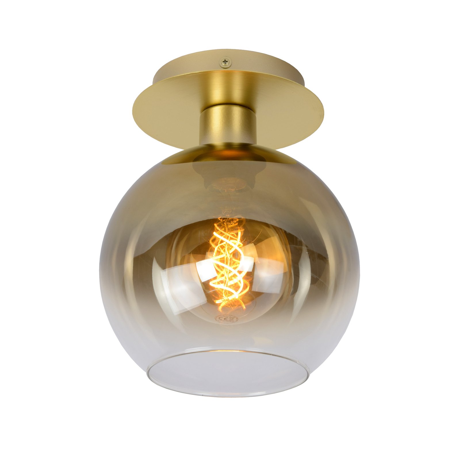 Marius plafondlamp, goud, 1-lamp, glas