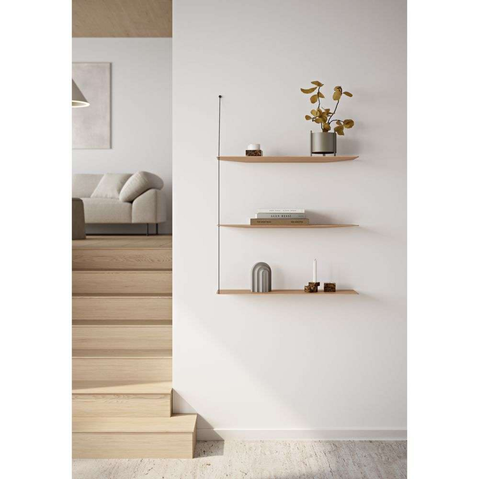 Stedge Add-on Shelf L80 White Oak/Brass - Woud