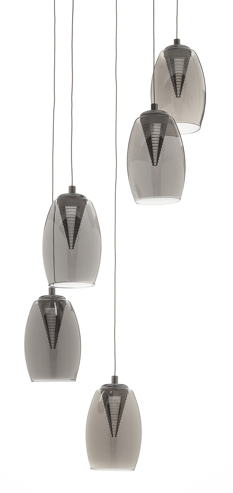 LED hanglamp Metropolis rookglas 5-lamps