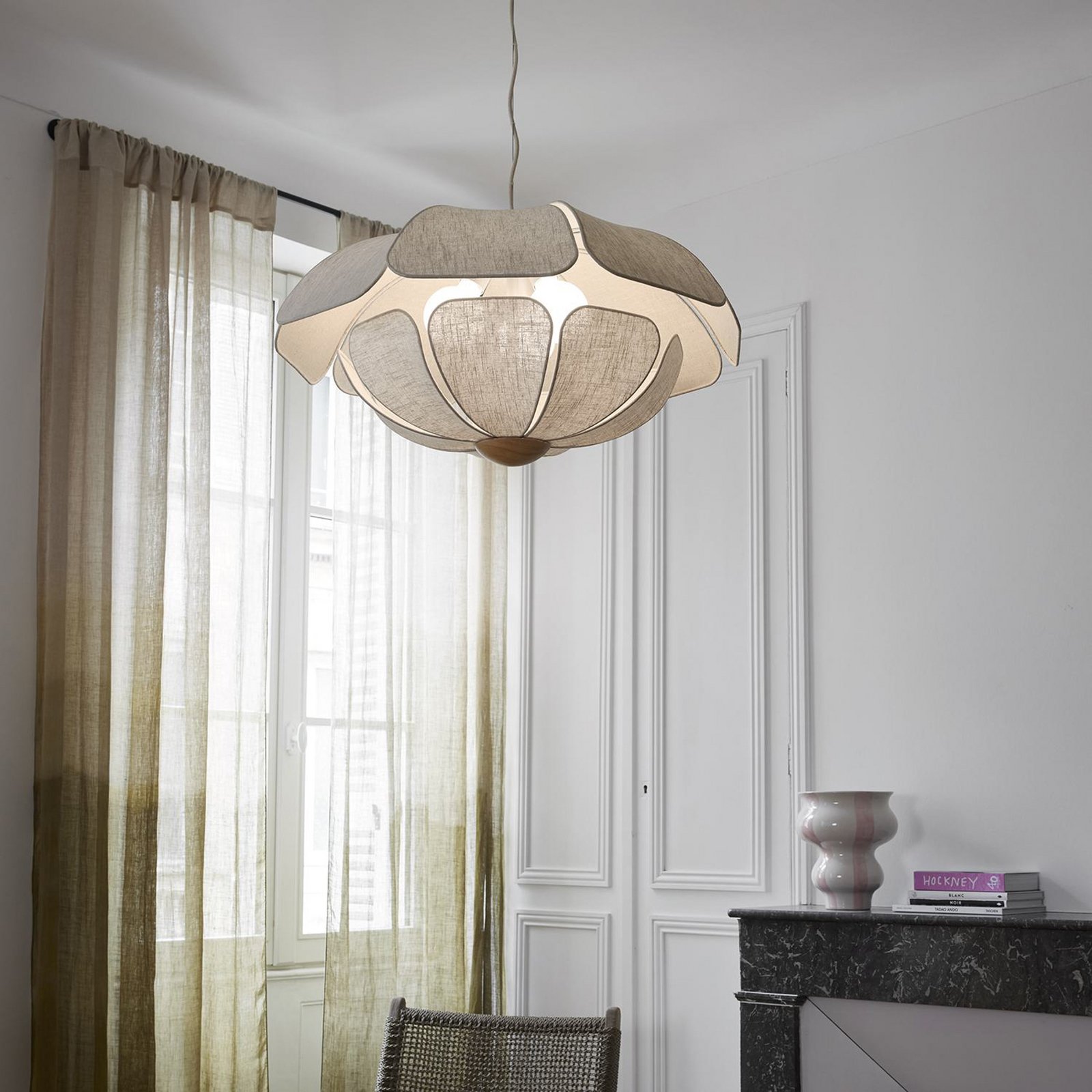 Coquillage Hängelampe 70 cm cremefarben Leinen - MARKET SET Coquillage Hängelampe 70 cm cremefarben Leinen - MARKET SET