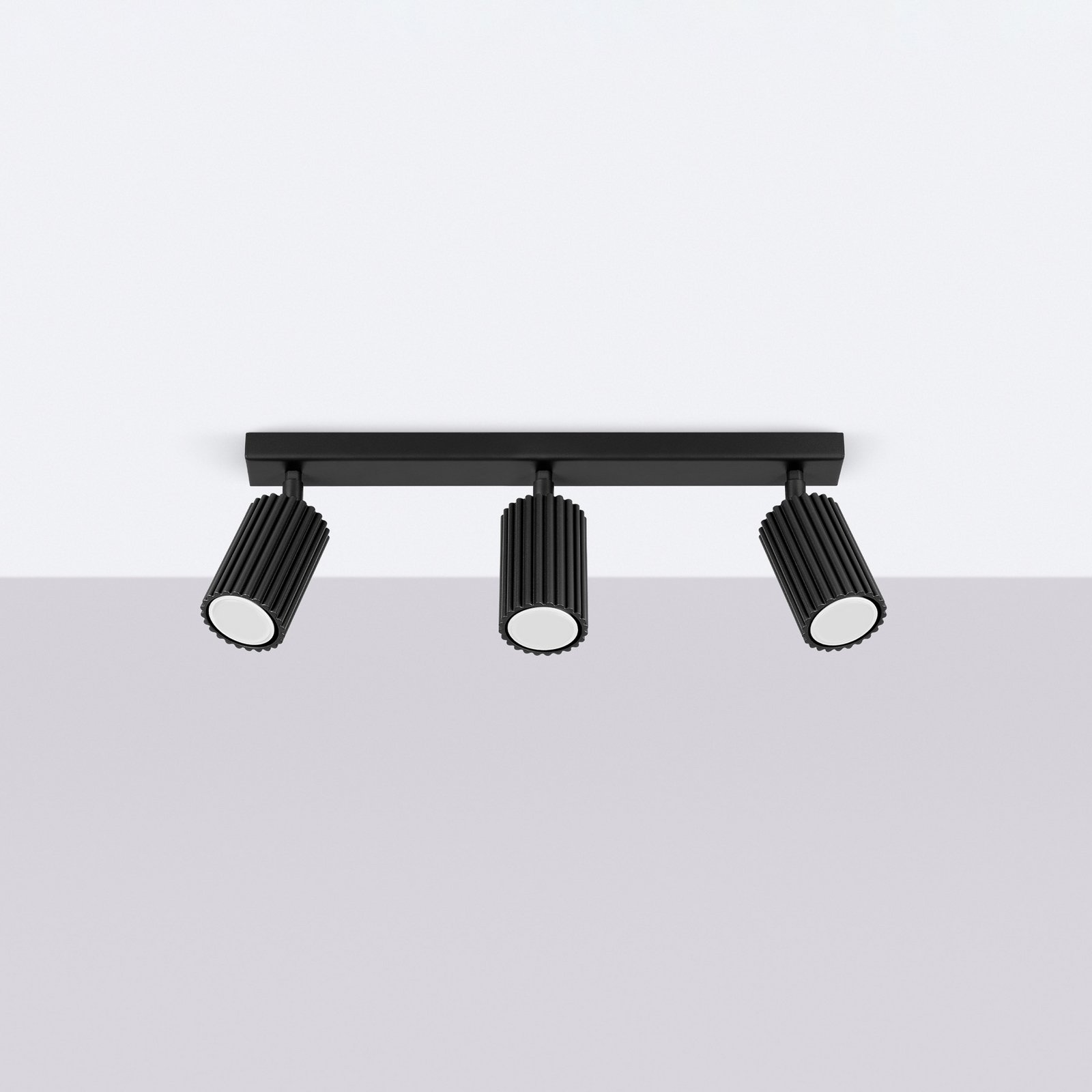 Deckenstrahler Karbon, schwarz, Länge 45 cm, Alu, 3-flg.