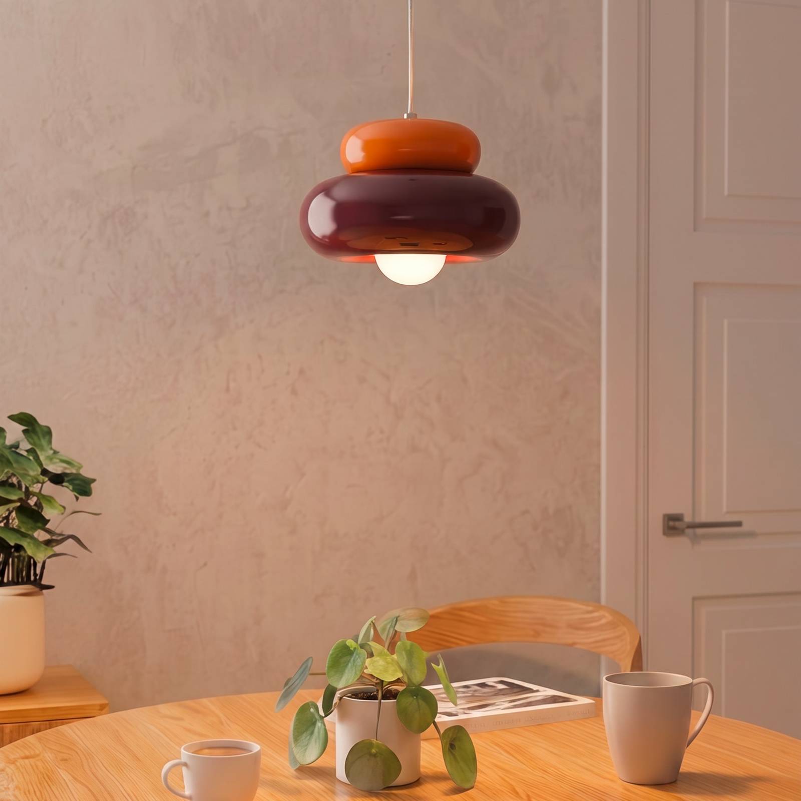 EGLO Hanglamp Torchiarolo, bordeaux/oranje, metaal, E27