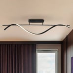 Plafonnier LED Boa, noir mat, longueur 90 cm, métal