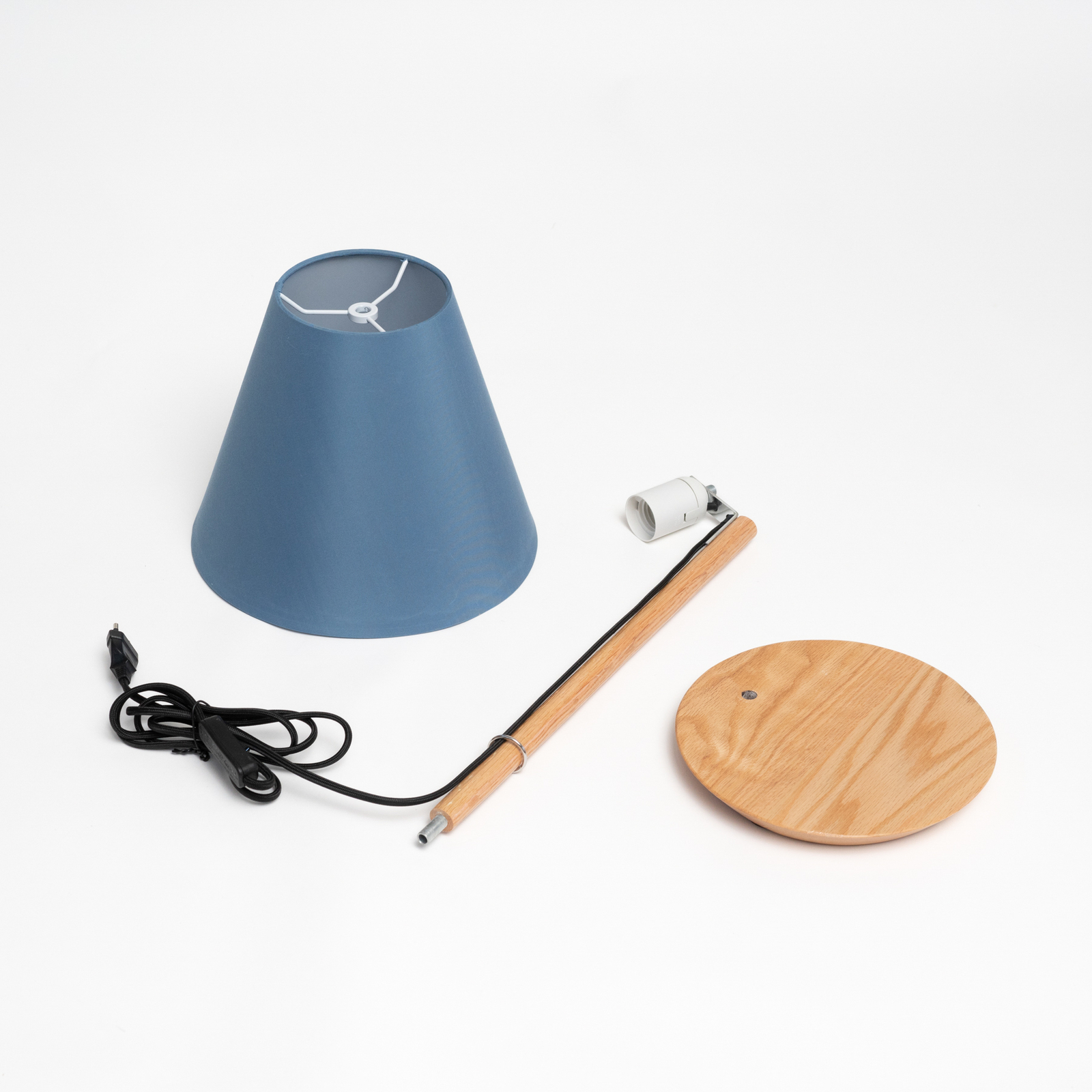 Lucande Jinda lampa stołowa, drewniana, niebieska