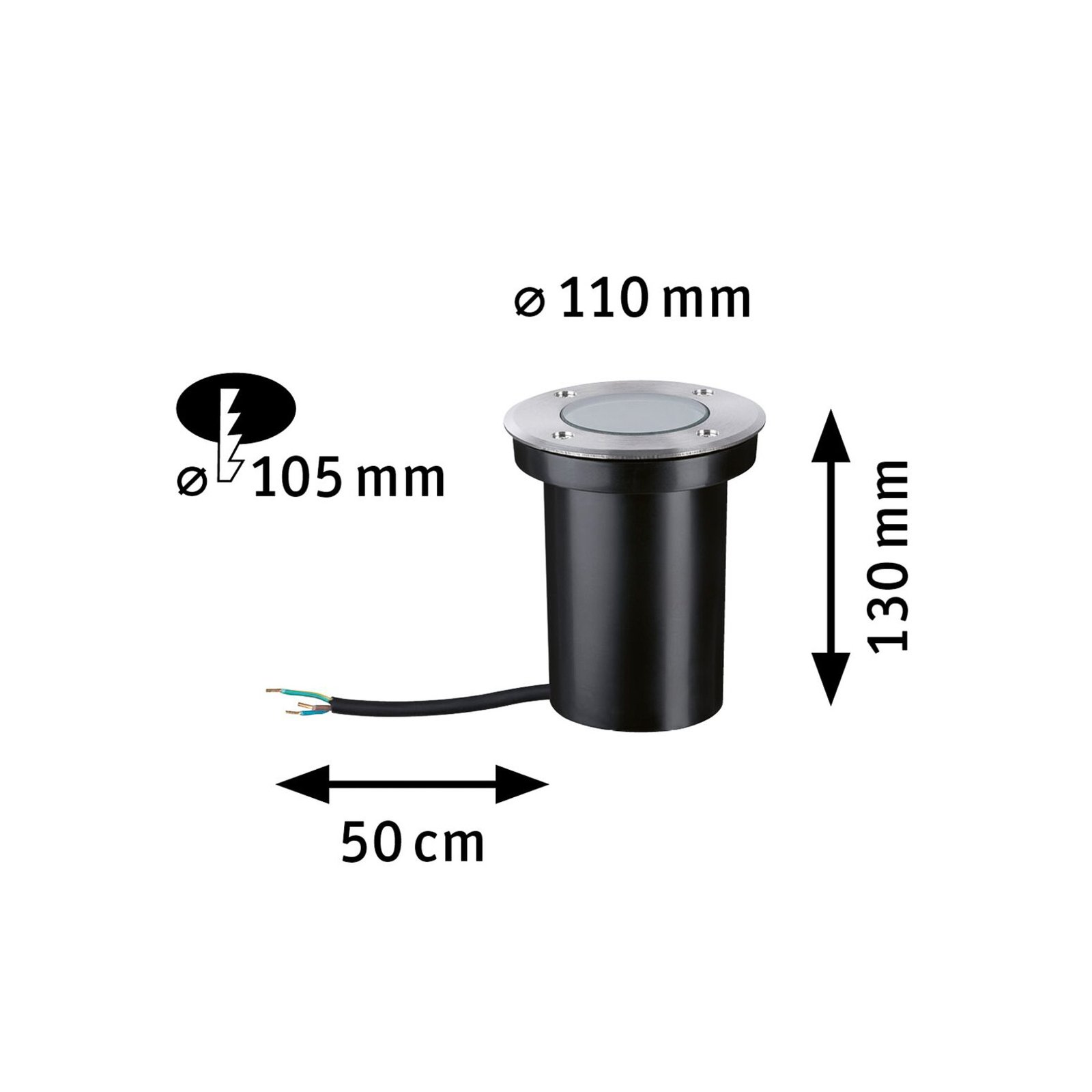 94732 LED-Bodeneinbauleuchte, Ø 11 cm, Edelstahl - Paulmann