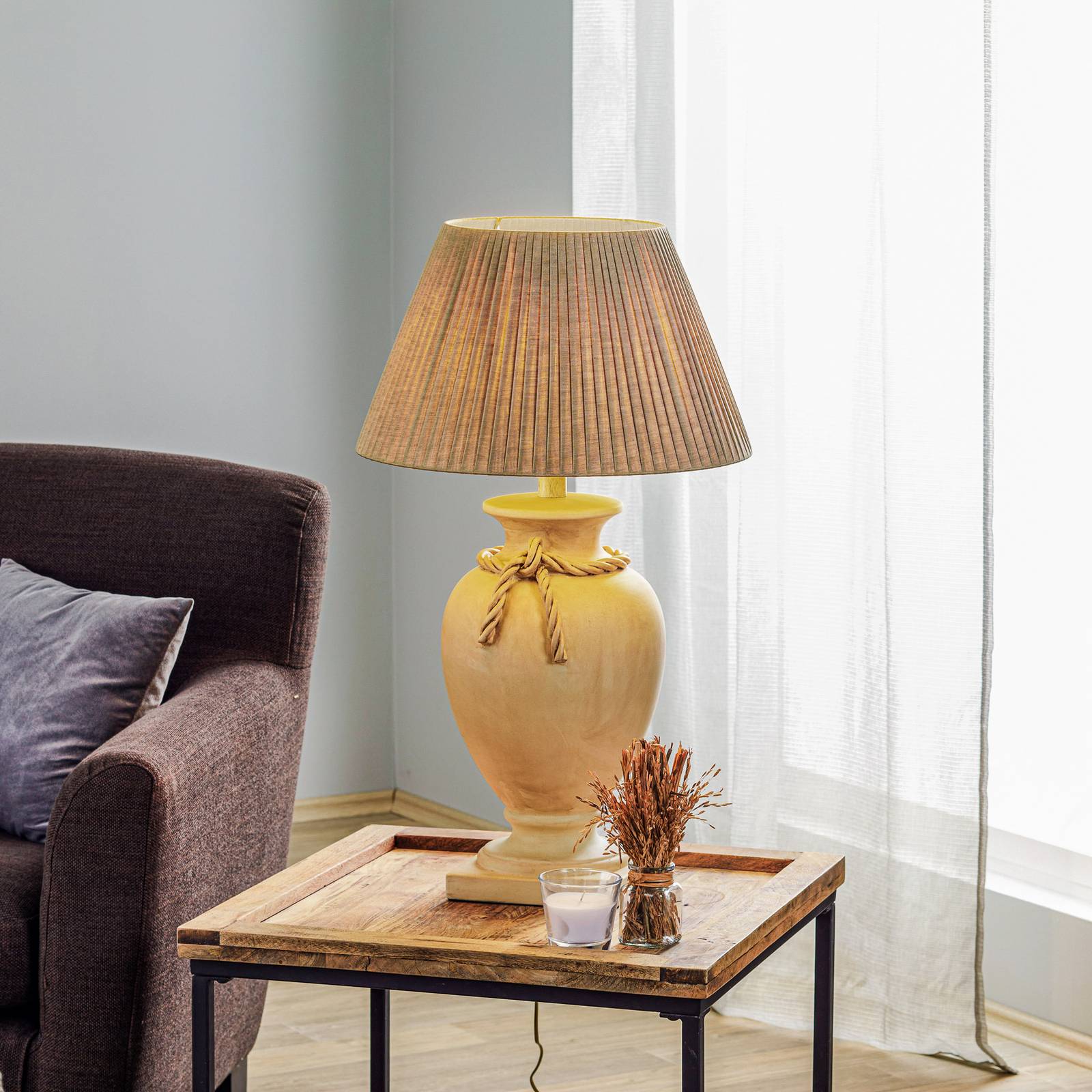 Image of ONLI Lampe à poser Treccia avec abat-jour en tissu 8030626540972