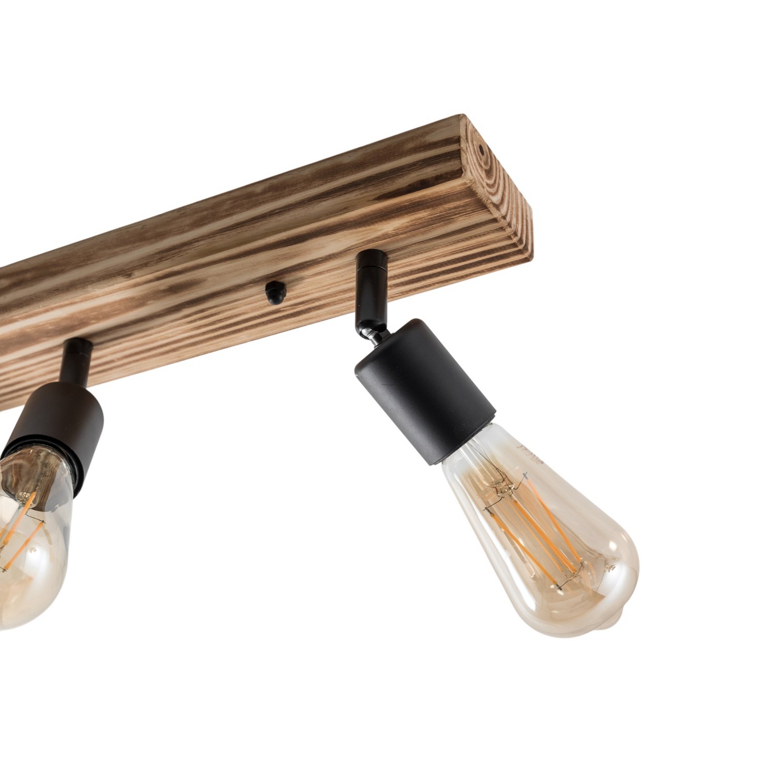 Plafondspot Duarte, 3-lamps, houtkleurig/zwart, hout