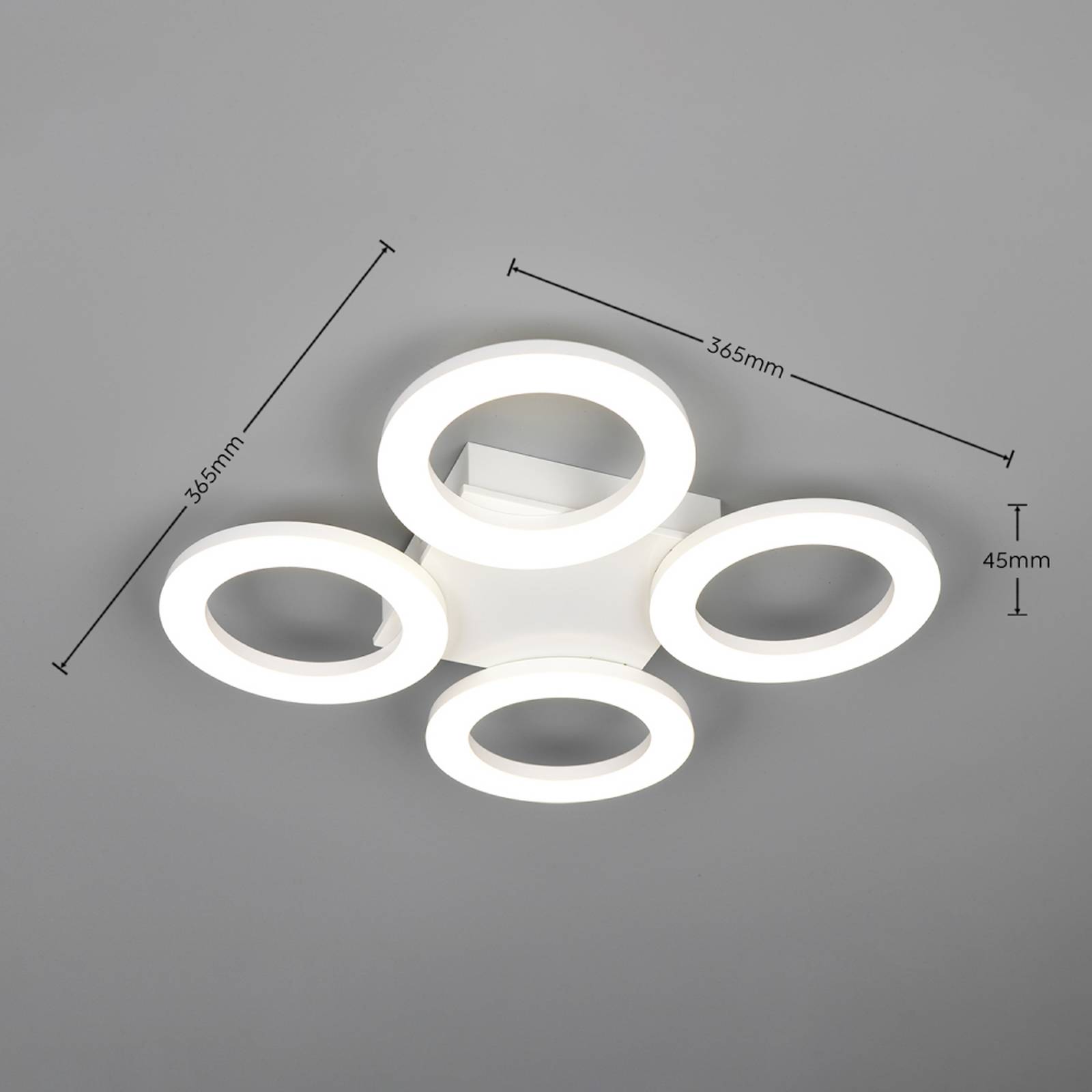 LED-taklampe Cemi, rund, hvit, plast, 4 000 K