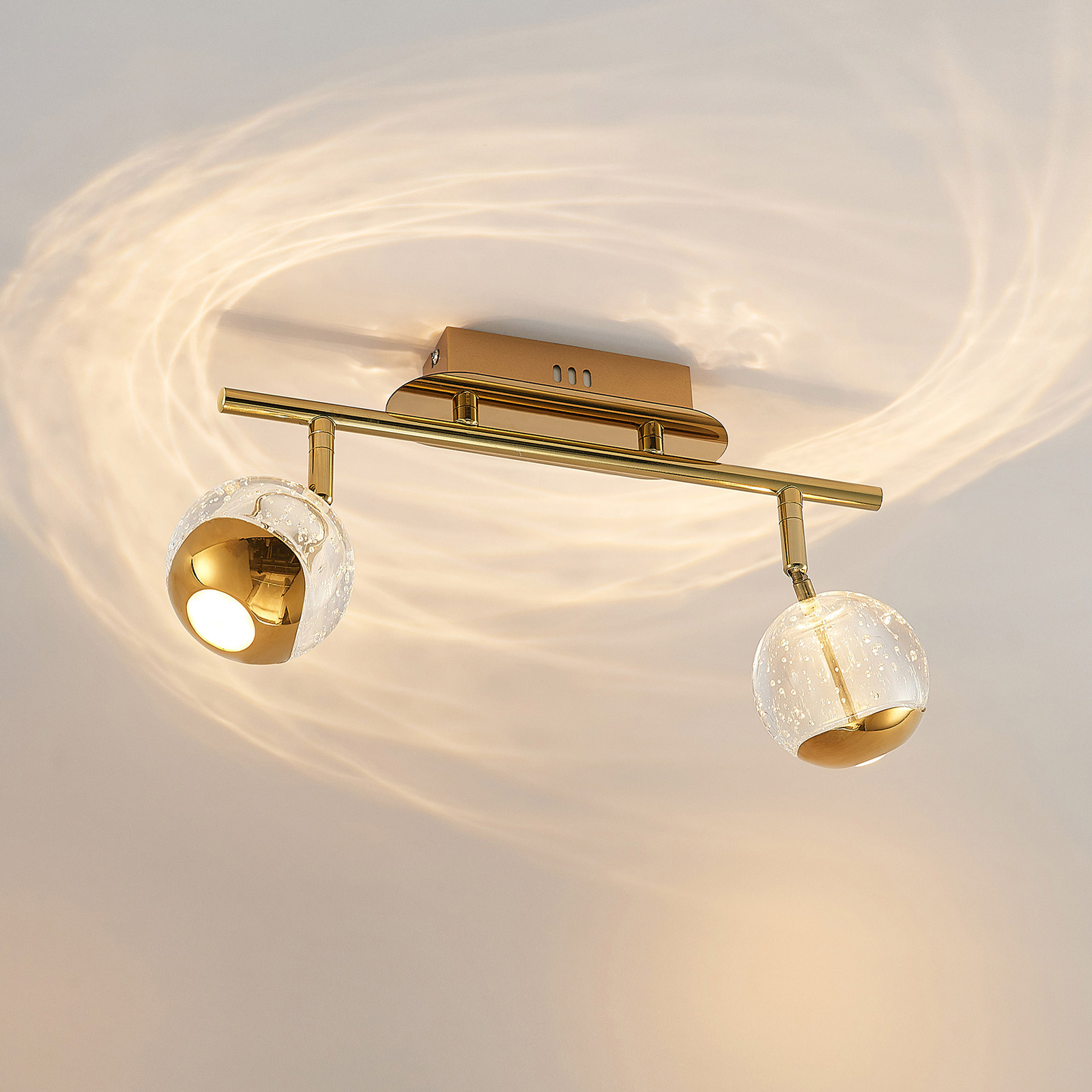 Lucande Kilio LED-takspotlight, 2 lampor, guld