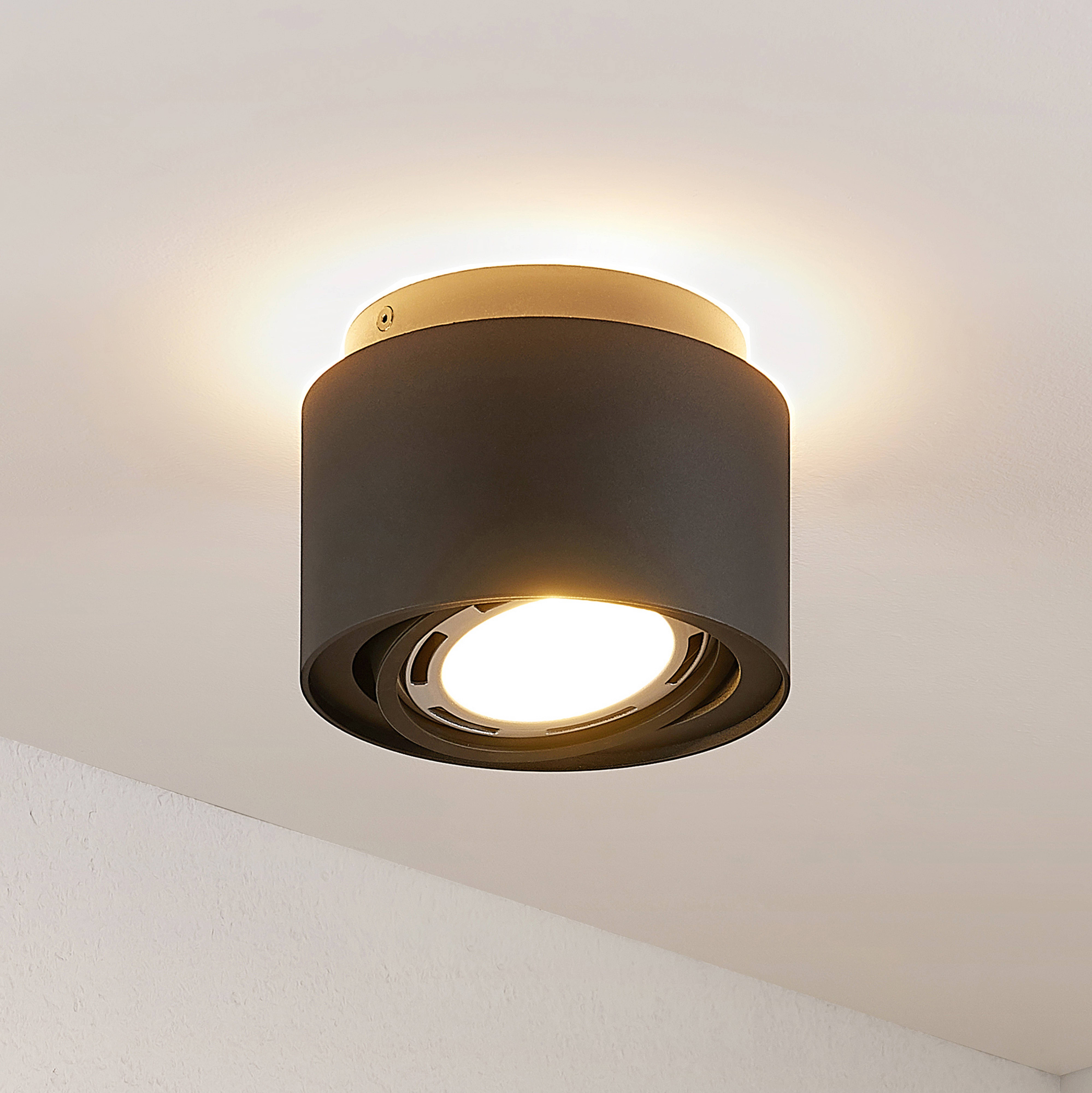 Lámpara de techo Arcchio Walisa, Ø 15,35 cm, negro, aluminio