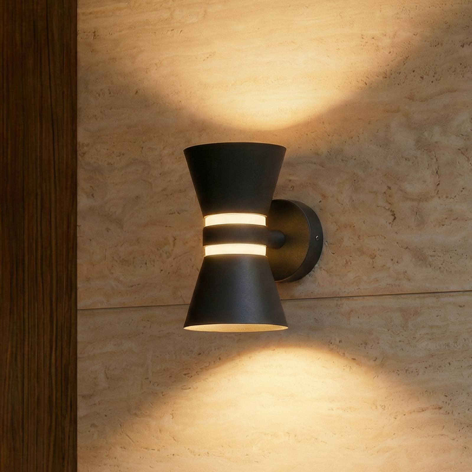 Applique d'extérieur LED Lucande Meravi, anthracite, à 2 lampes, IP44