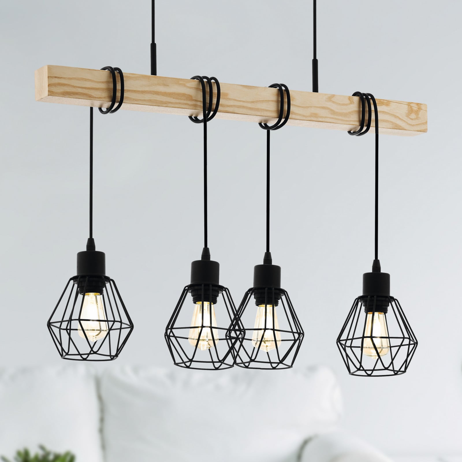 EGLO Lampadar Townshend lungime 70 cm negru/oraș 4 lumini. - Camera de zi / sufragerie - Vintage - negru stejar - Metal