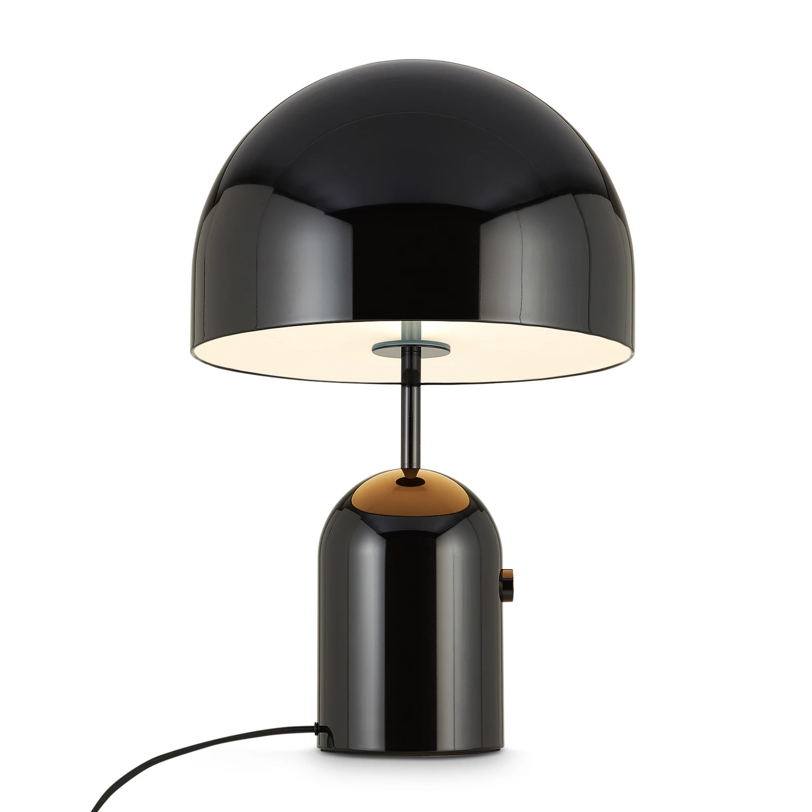 Tom Dixon LED galda lampa Bell, melna, augstums 43 cm, dimmeris