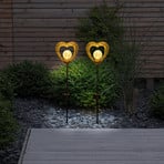 Cuore lampada solare picchetto LED bianco caldo 2x