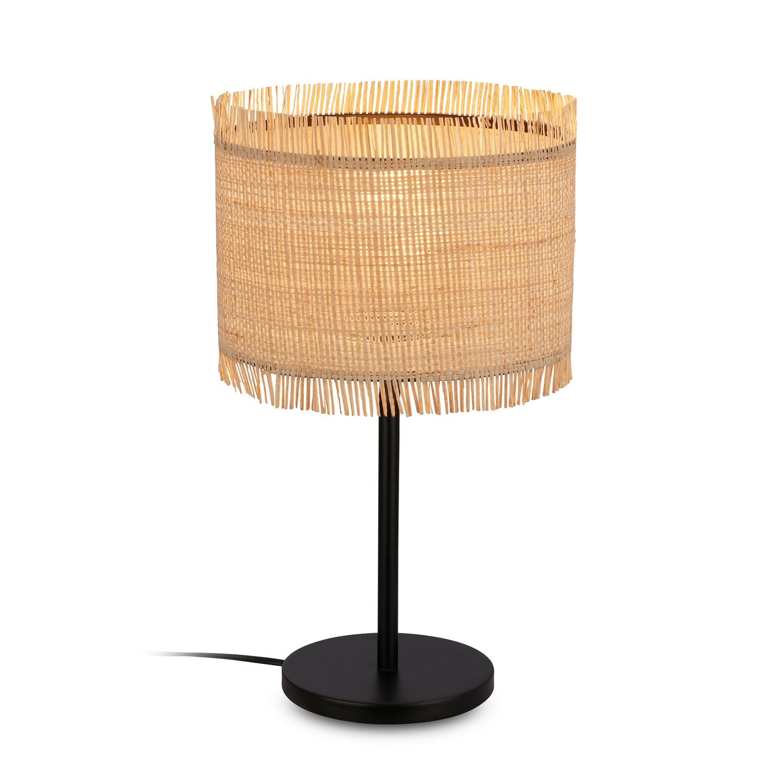 Lampe à poser Borra, paille naturelle, hauteur 42 cm