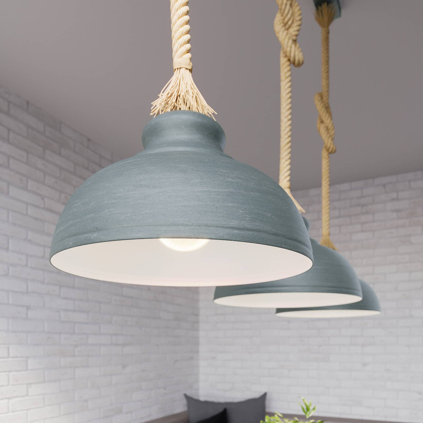 Kan niet lezen of schrijven procent dubbellaag Lindby Chaby hanglamp in betonlook, 3-lamps | Lampen24.nl