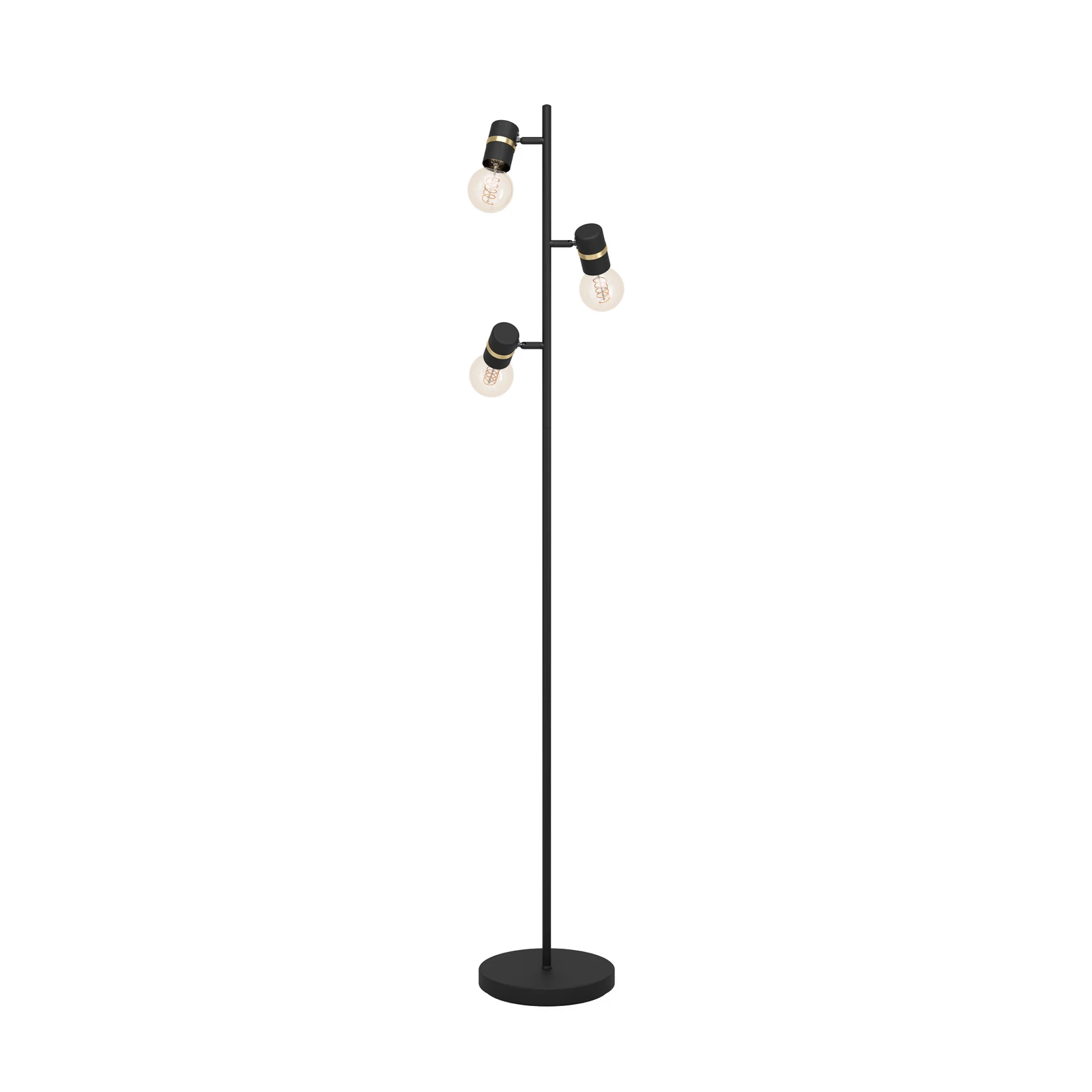 Lurone stāvlampa, melna, trīs spuldzes