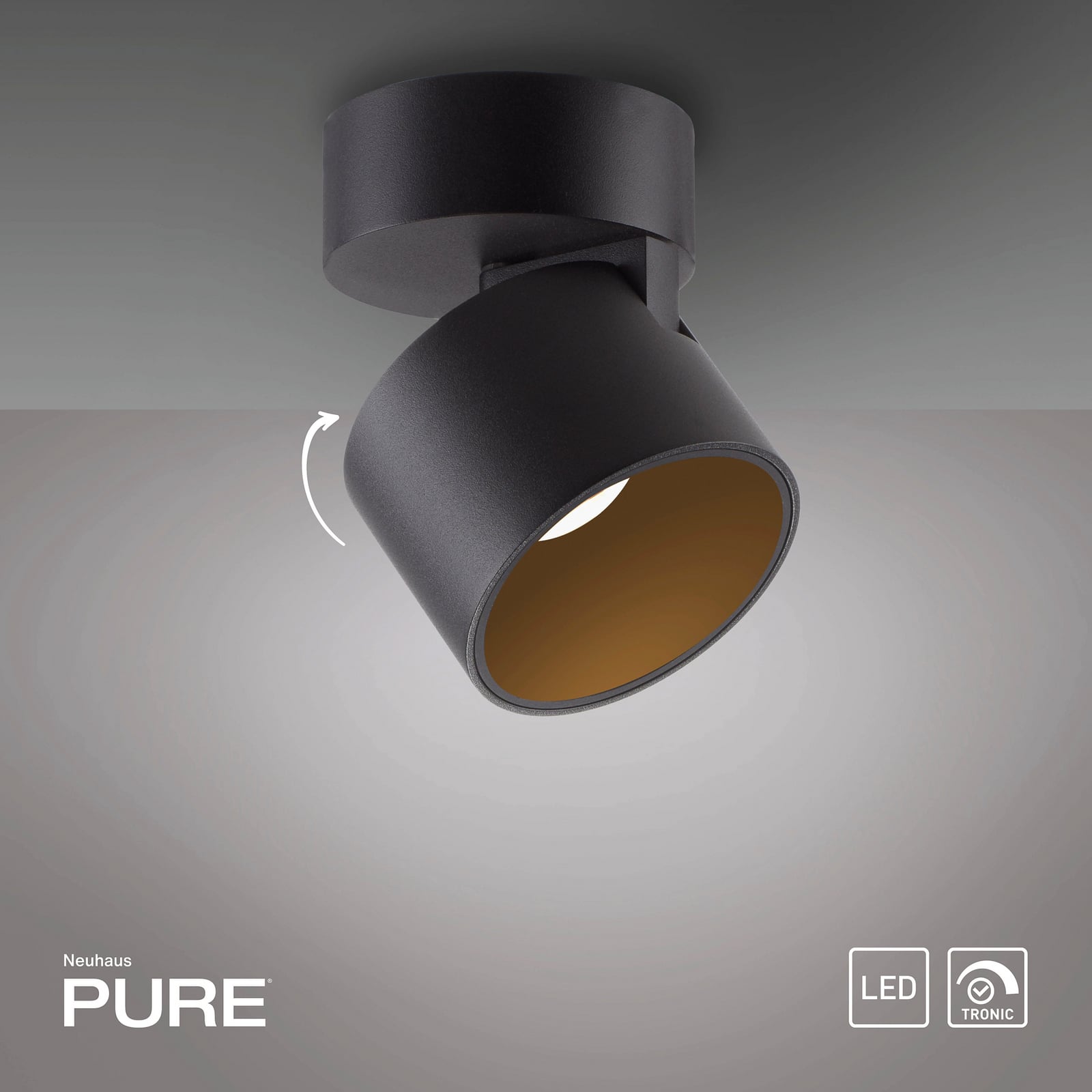 Cup LED-Deckenspot, schwarz, Ø 9,5 cm, Metall - PURE Cup LED-Deckenspot, schwarz, Ø 9,5 cm, Metall - PURE