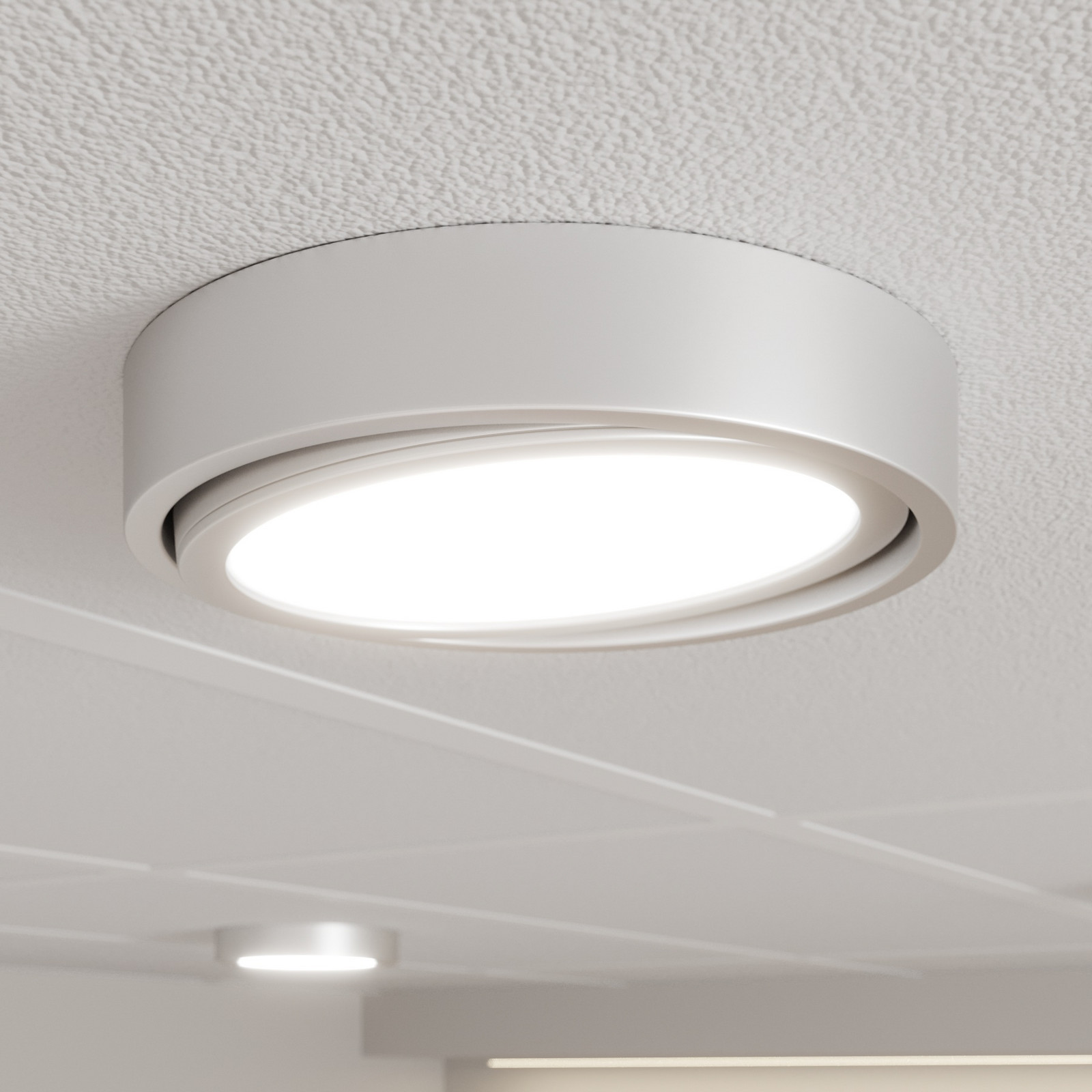 Prios Uvan plafonieră LED înclinab. rotundă crom - Camera de zi / sufragerie - Modern - crom alb - Metal