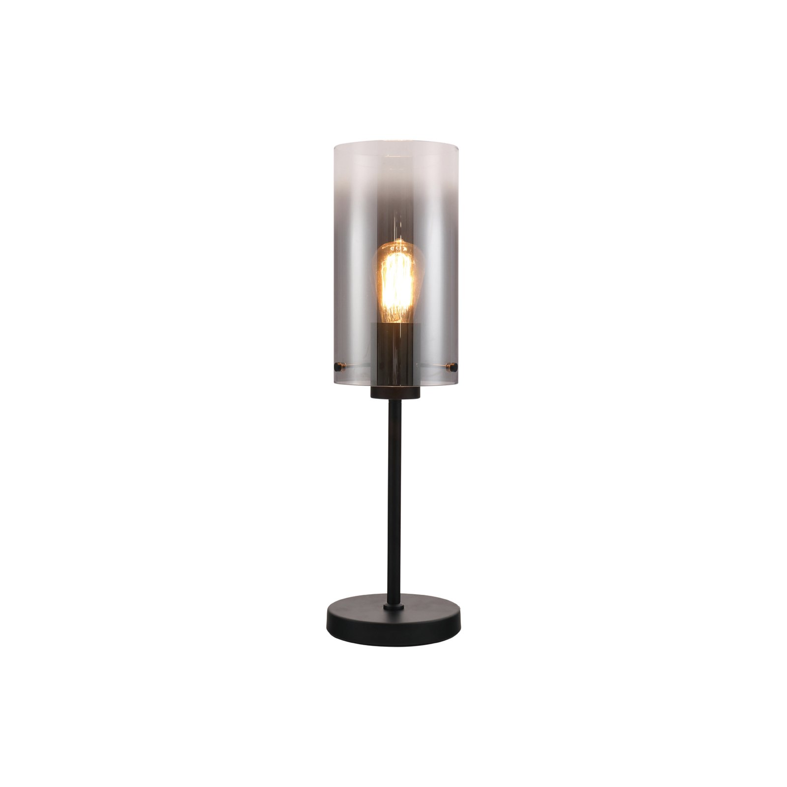 Lámpara de mesa Ventotto, negro/humo, altura 57 cm, metal/vidrio