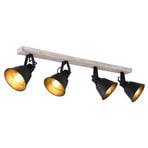 Günther ceiling light made of metal, black, 4-bulb